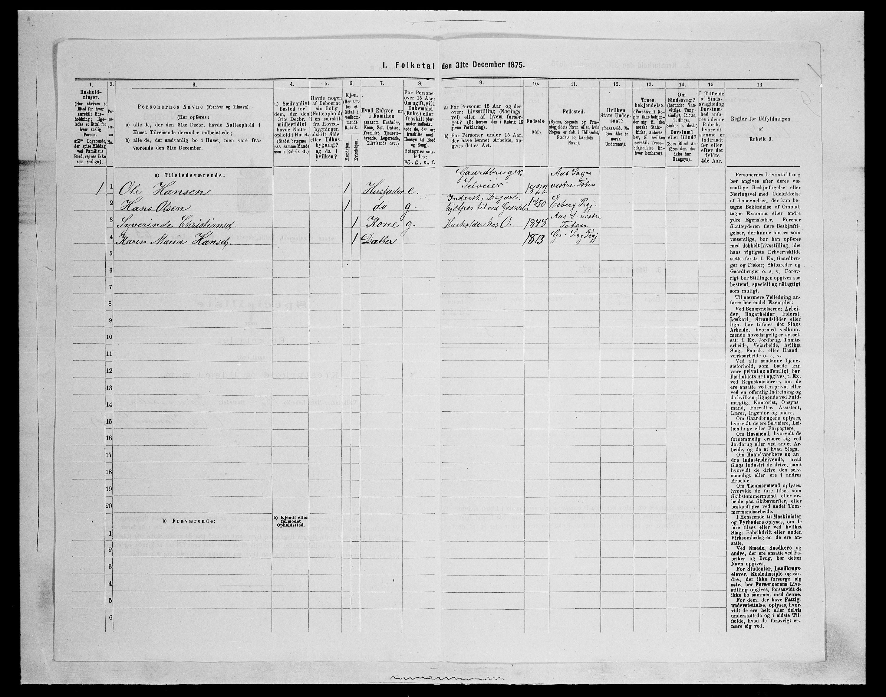 SAH, Folketelling 1875 for 0534P Gran prestegjeld, 1875, s. 1147