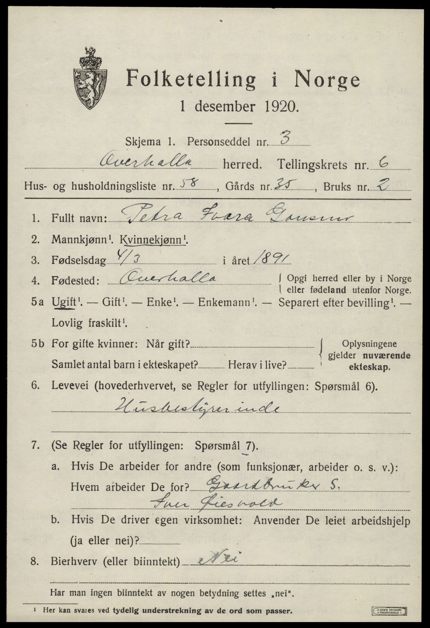 SAT, Folketelling 1920 for 1744 Overhalla herred, 1920, s. 4898