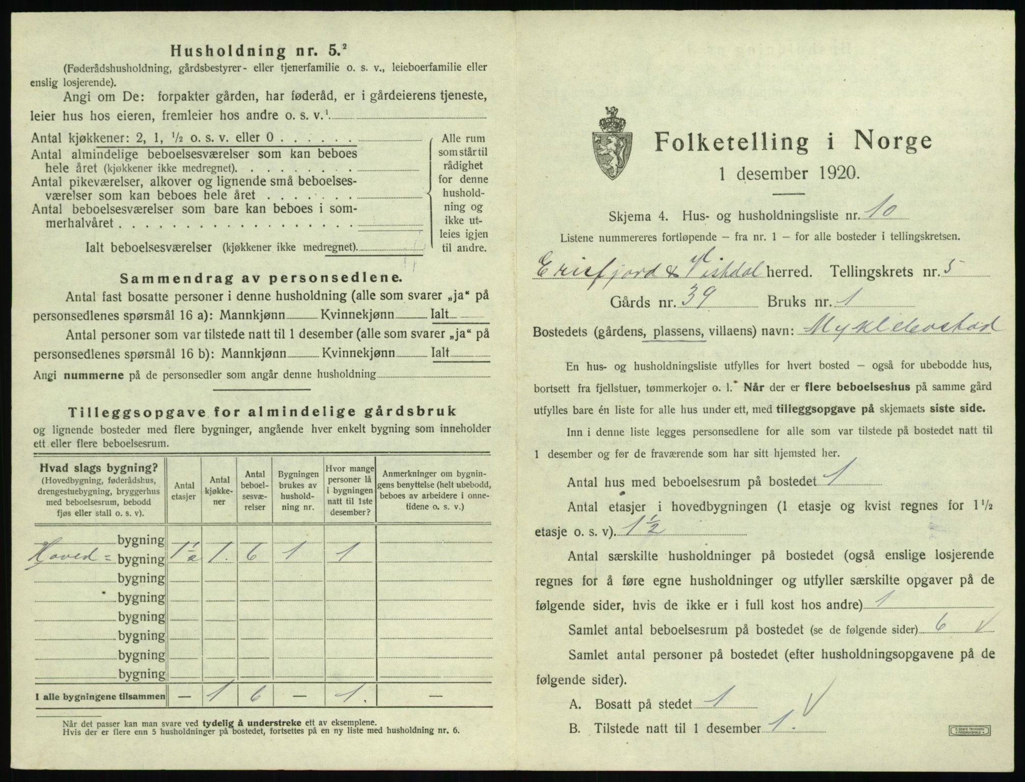 SAT, Folketelling 1920 for 1542 Eresfjord og Vistdal herred, 1920, s. 419