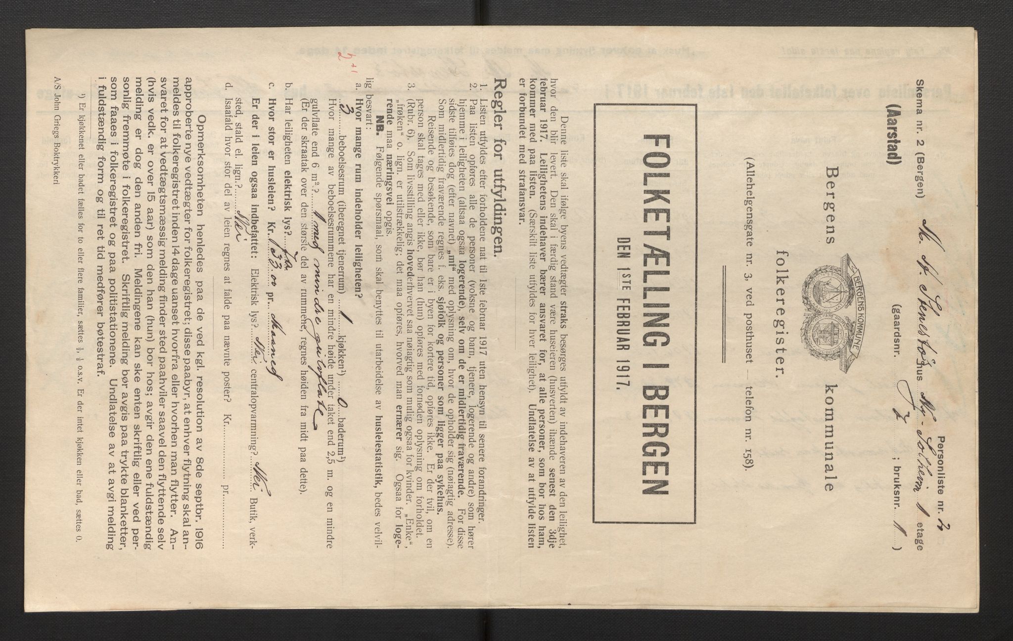 SAB, Kommunal folketelling 1917 for Bergen kjøpstad, 1917, s. 48415