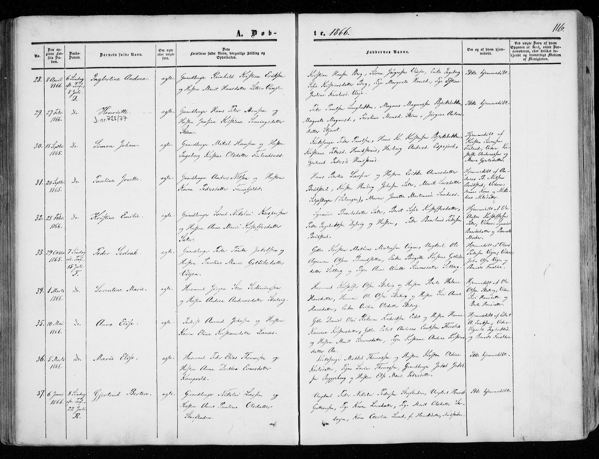 Tranøy sokneprestkontor, AV/SATØ-S-1313/I/Ia/Iaa/L0007kirke: Ministerialbok nr. 7, 1856-1866, s. 116