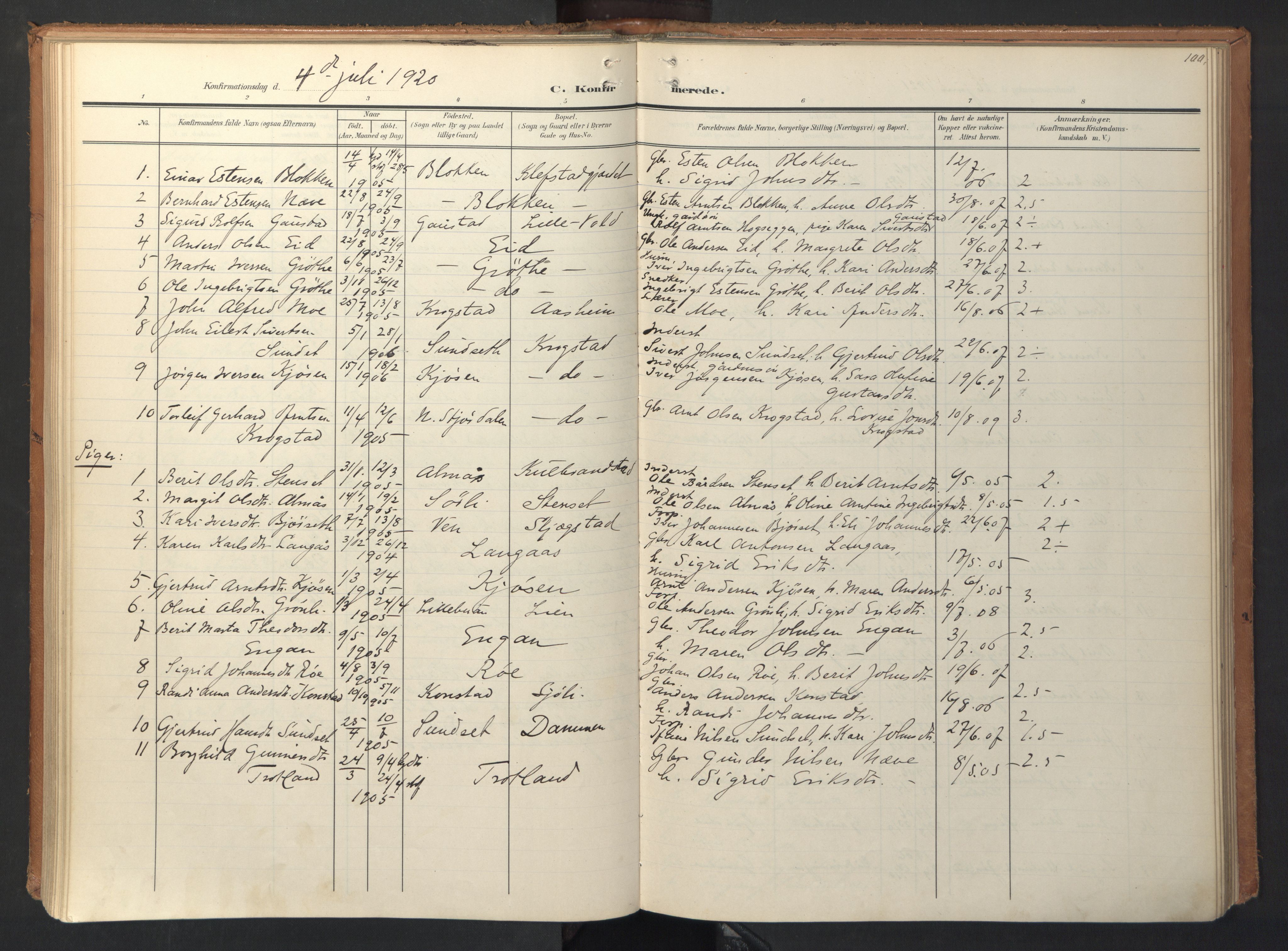 Ministerialprotokoller, klokkerbøker og fødselsregistre - Sør-Trøndelag, AV/SAT-A-1456/694/L1128: Ministerialbok nr. 694A02, 1906-1931, s. 100