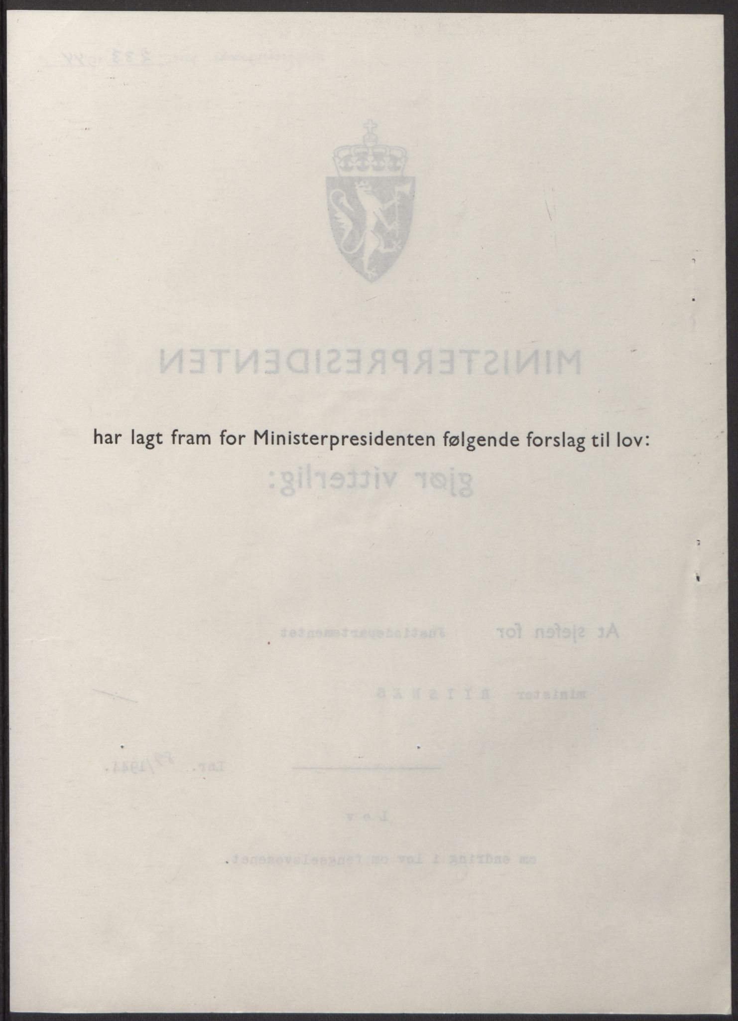 NS-administrasjonen 1940-1945 (Statsrådsekretariatet, de kommisariske statsråder mm), RA/S-4279/D/Db/L0100: Lover, 1944, s. 423