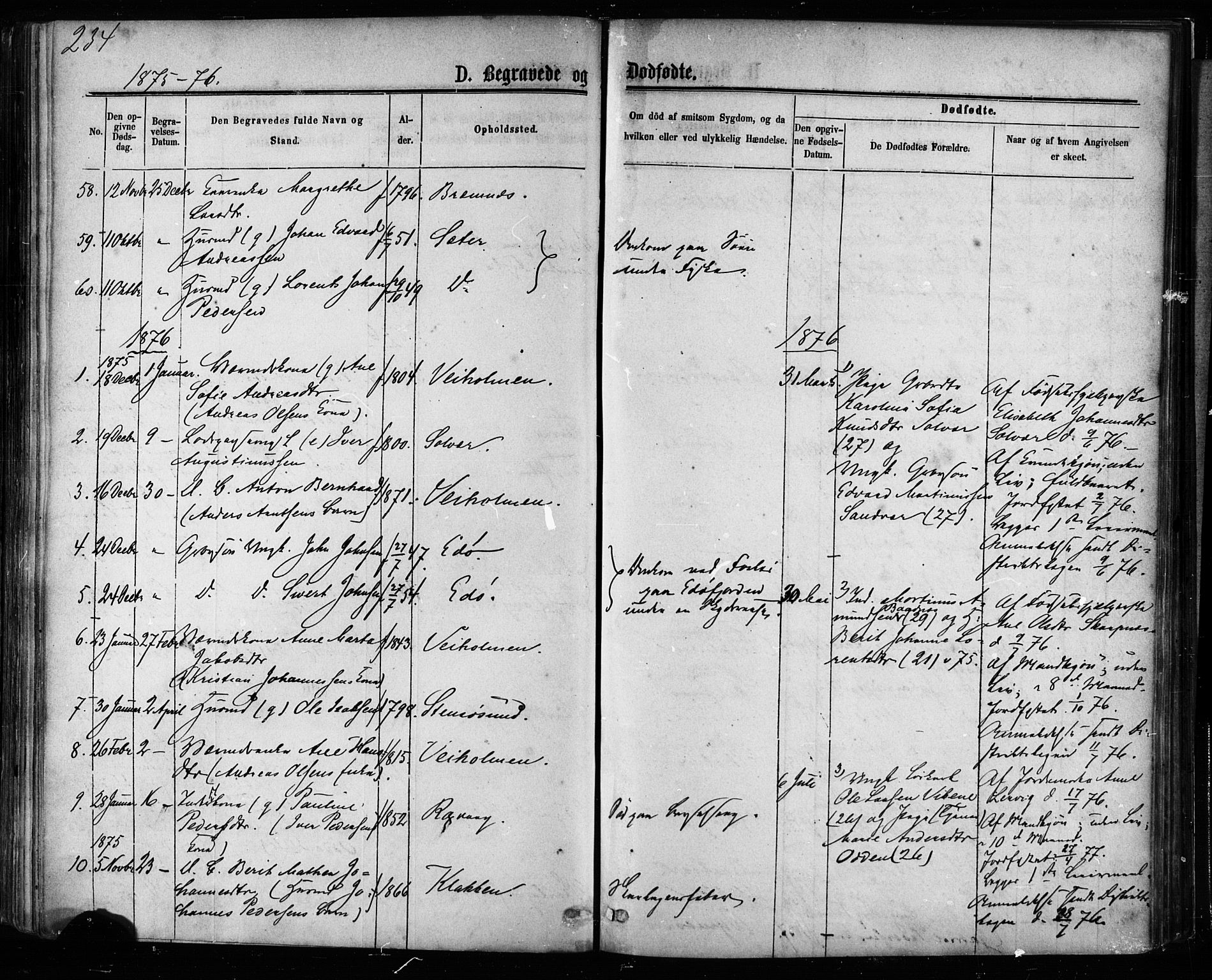 Ministerialprotokoller, klokkerbøker og fødselsregistre - Møre og Romsdal, AV/SAT-A-1454/581/L0938: Ministerialbok nr. 581A06, 1873-1879, s. 234