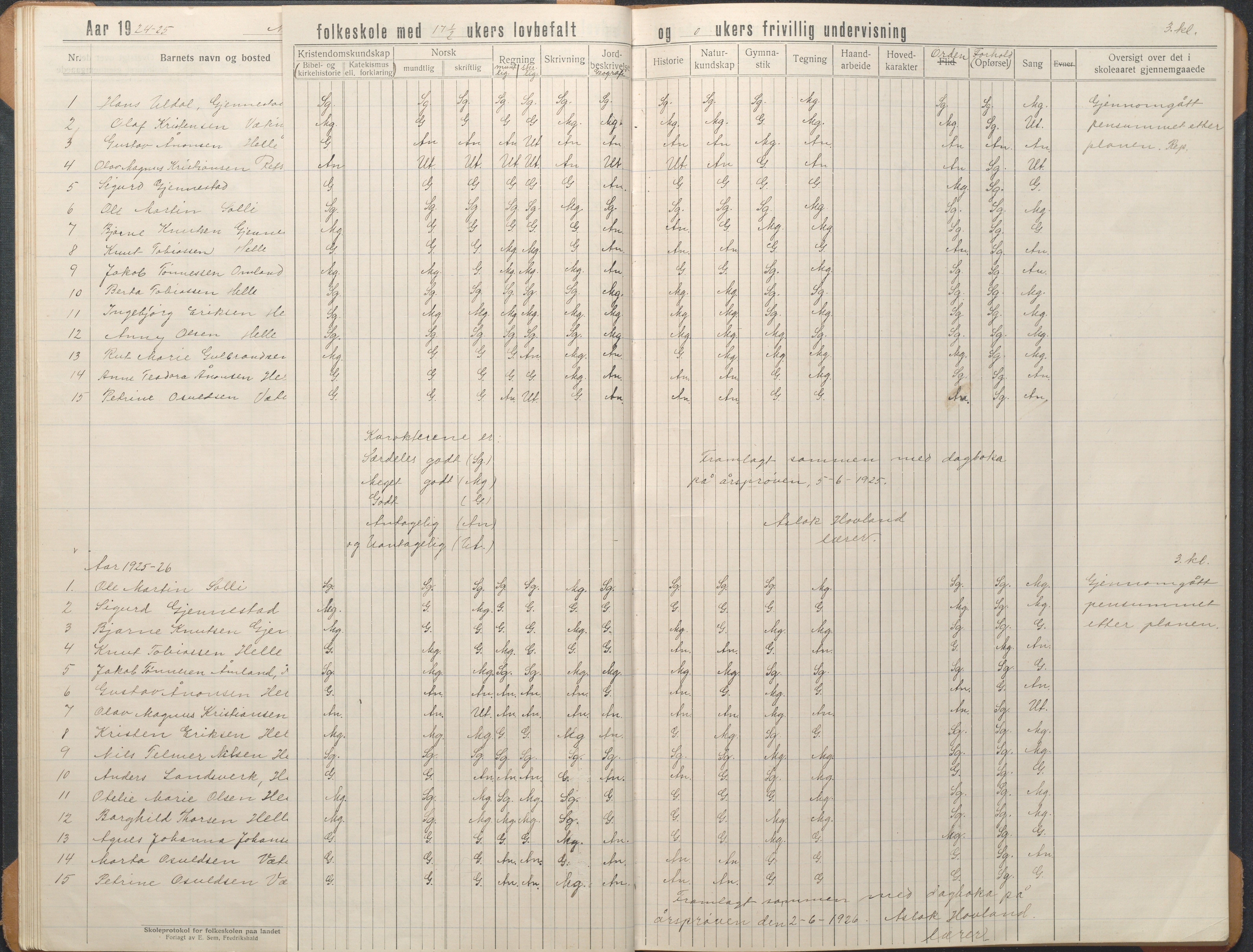 Øyestad kommune frem til 1979, AAKS/KA0920-PK/06/06L/L0004: Skoleprotokoll, 1920-1960