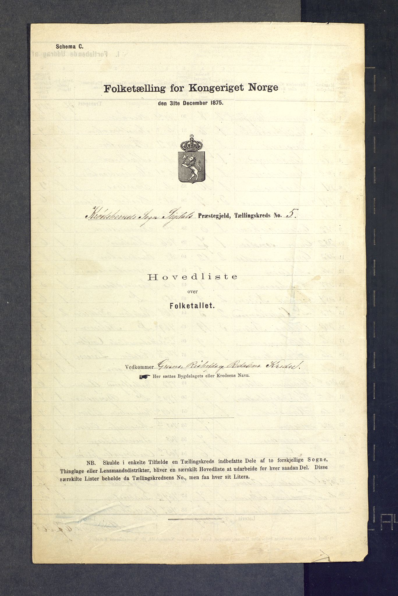 SAKO, Folketelling 1875 for 0621P Sigdal prestegjeld, 1875, s. 50