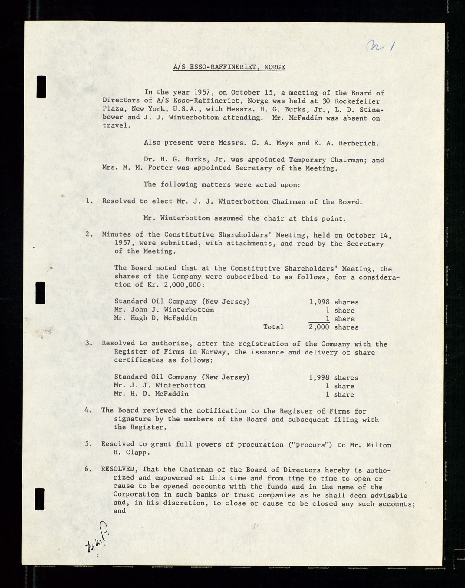 PA 1537 - A/S Essoraffineriet Norge, AV/SAST-A-101957/A/Aa/L0001/0002: Styremøter / Shareholder meetings, board meetings, by laws (vedtekter), 1957-1960, s. 188