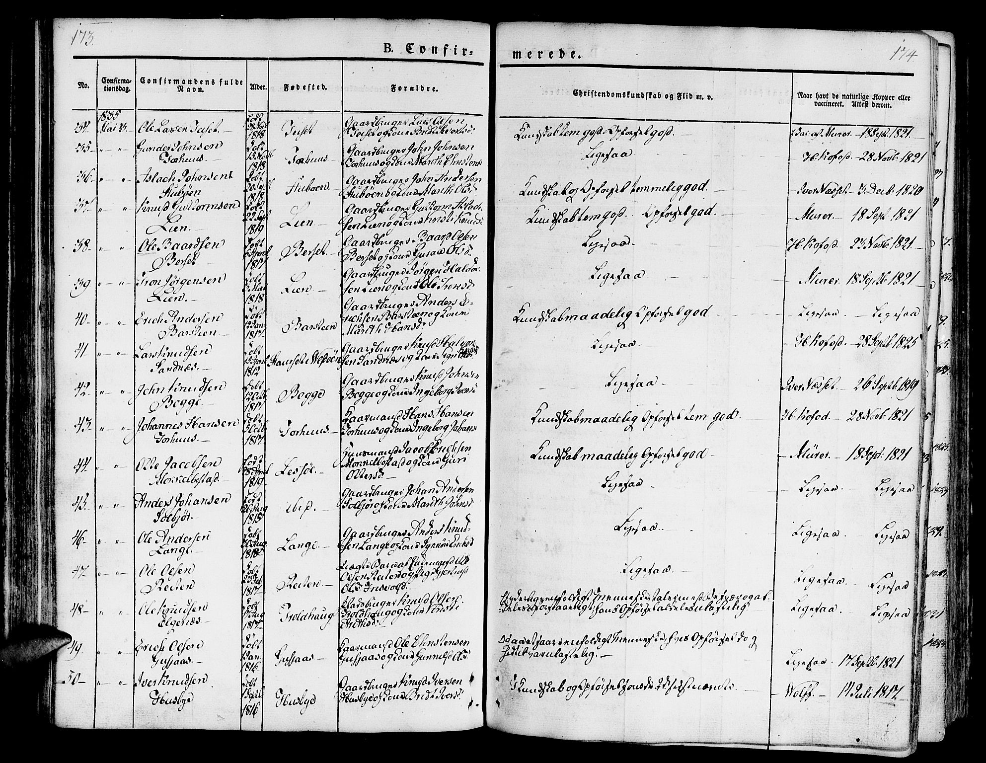 Ministerialprotokoller, klokkerbøker og fødselsregistre - Møre og Romsdal, AV/SAT-A-1454/551/L0624: Ministerialbok nr. 551A04, 1831-1845, s. 173-174