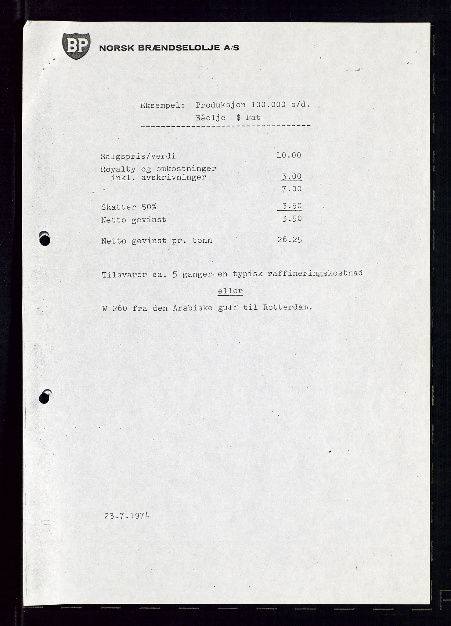 PA 1544 - Norsk Brændselolje A/S, AV/SAST-A-101965/1/A/Ab/L0006/0002: Styremøter  / Styremøter 1974, 1974, s. 24