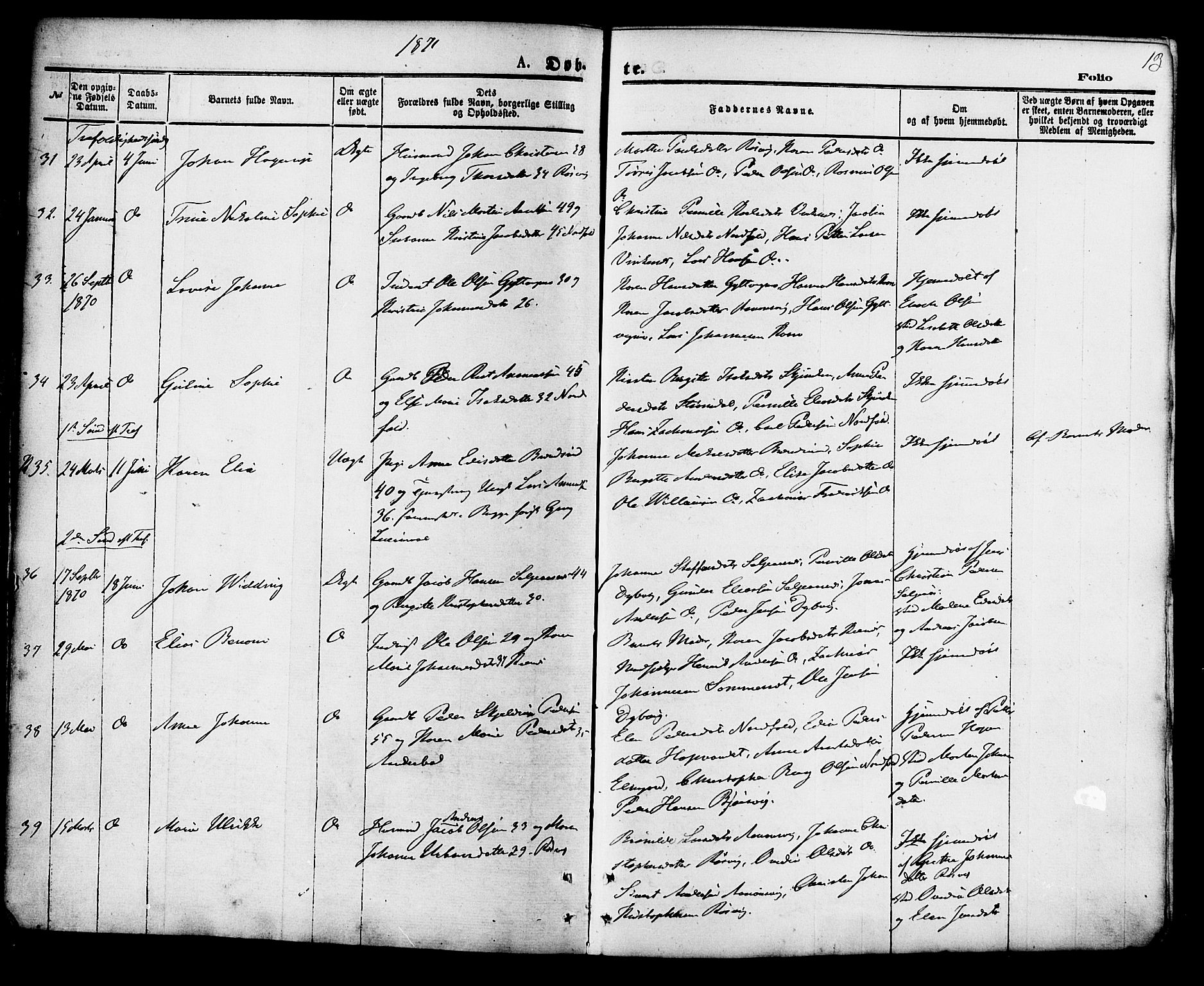 Ministerialprotokoller, klokkerbøker og fødselsregistre - Nordland, AV/SAT-A-1459/853/L0771: Ministerialbok nr. 853A10, 1870-1881, s. 13