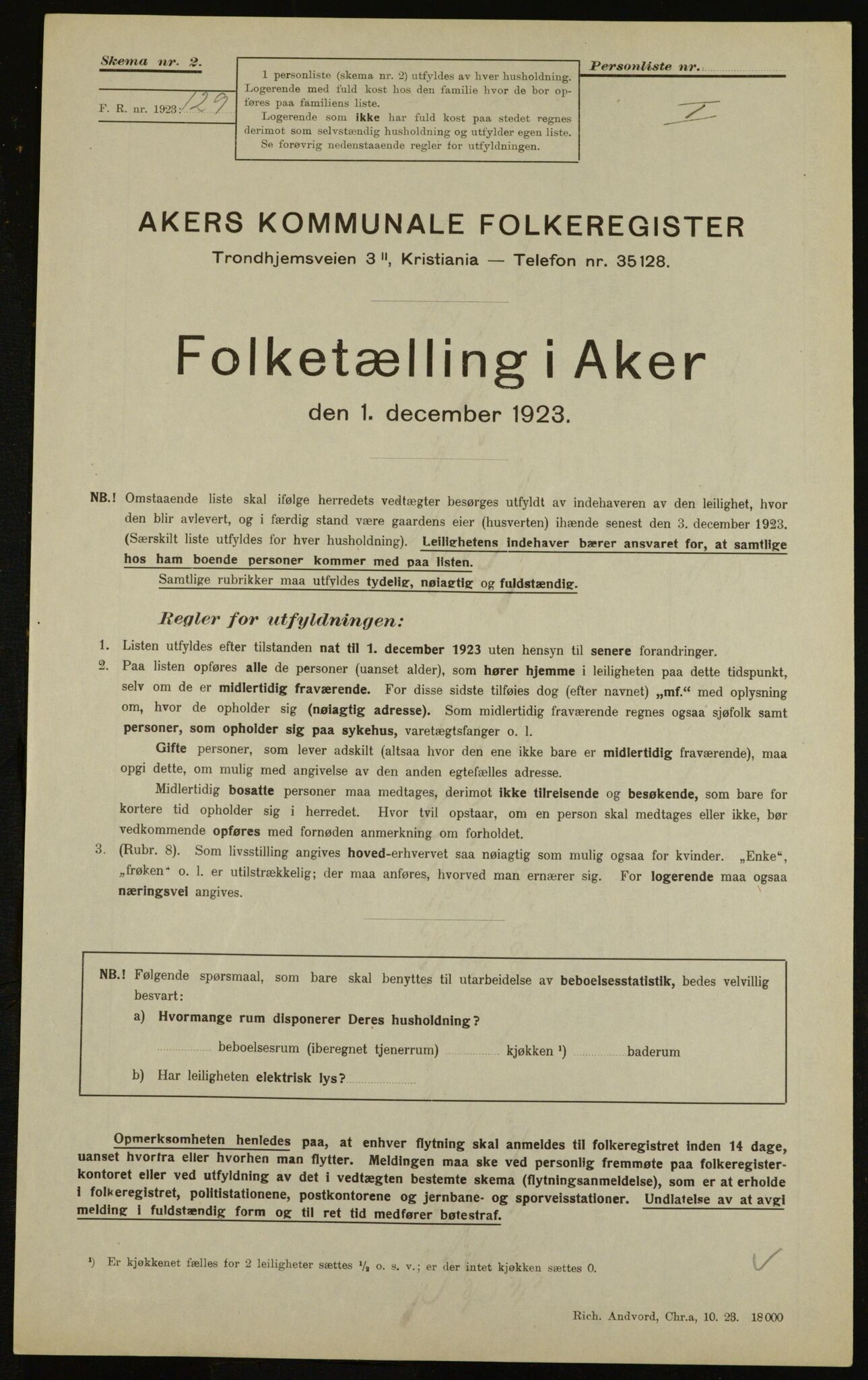 , Kommunal folketelling 1.12.1923 for Aker, 1923, s. 8274