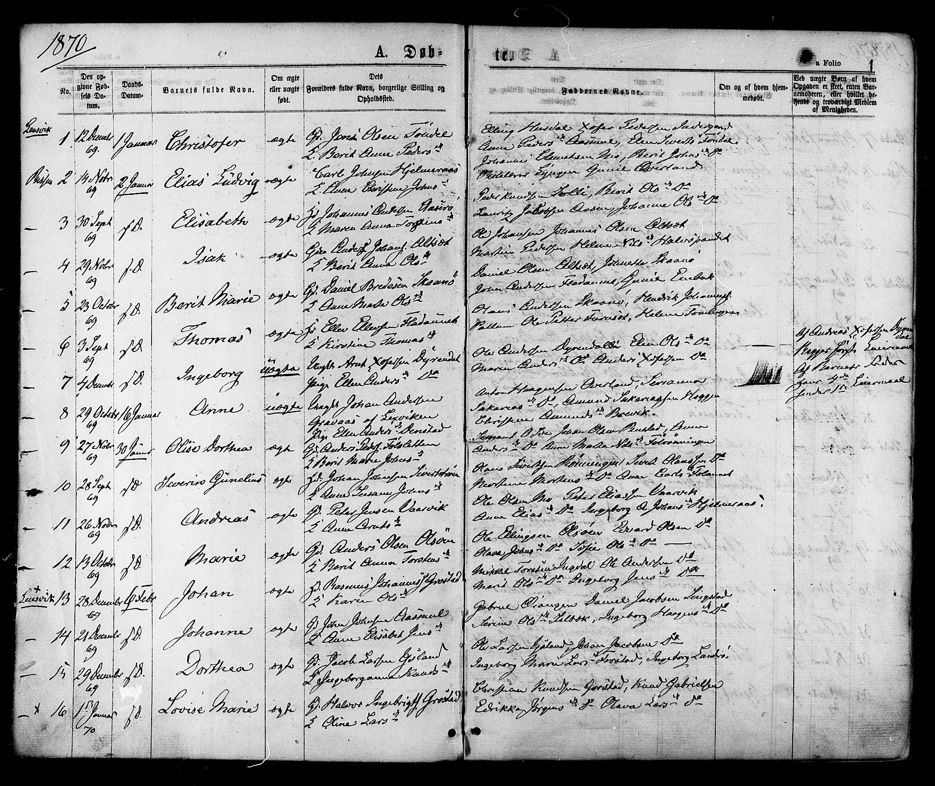 Ministerialprotokoller, klokkerbøker og fødselsregistre - Sør-Trøndelag, AV/SAT-A-1456/646/L0613: Ministerialbok nr. 646A11, 1870-1884, s. 1