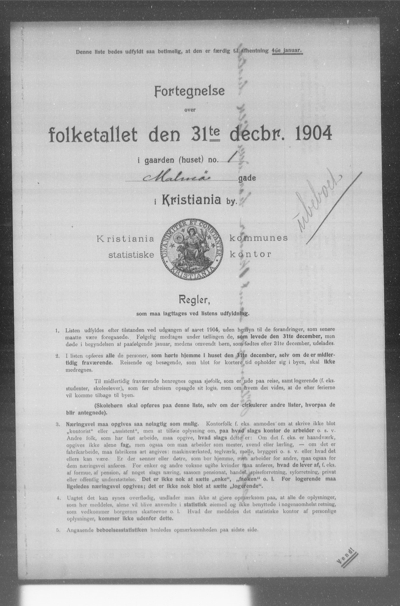 OBA, Kommunal folketelling 31.12.1904 for Kristiania kjøpstad, 1904, s. 11616