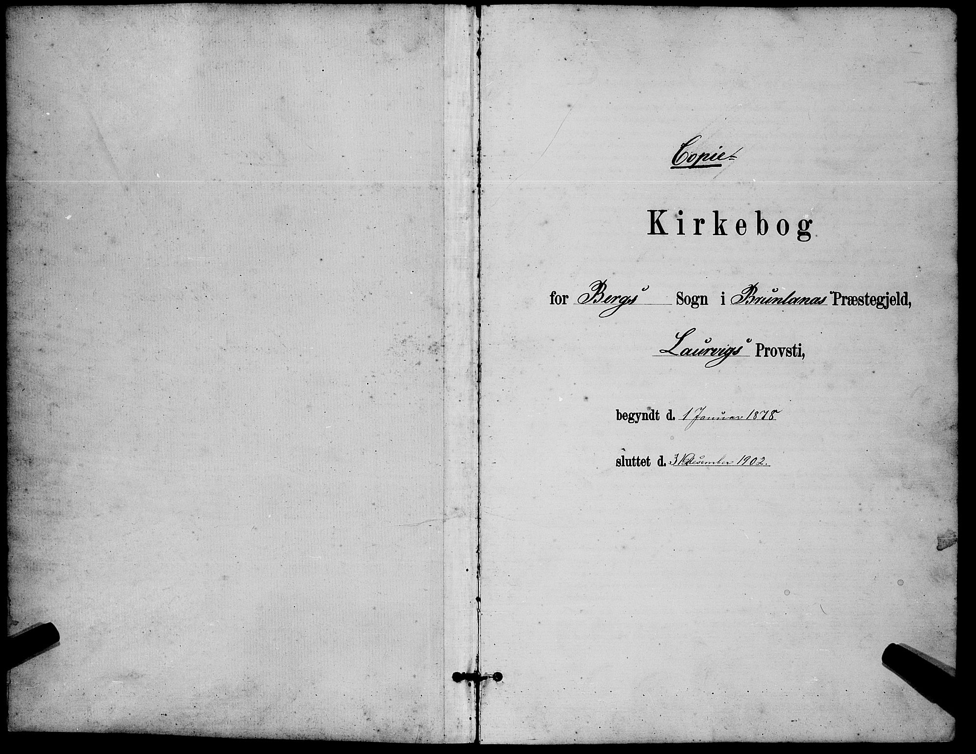 Brunlanes kirkebøker, AV/SAKO-A-342/G/Gb/L0002: Klokkerbok nr. II 2, 1878-1902