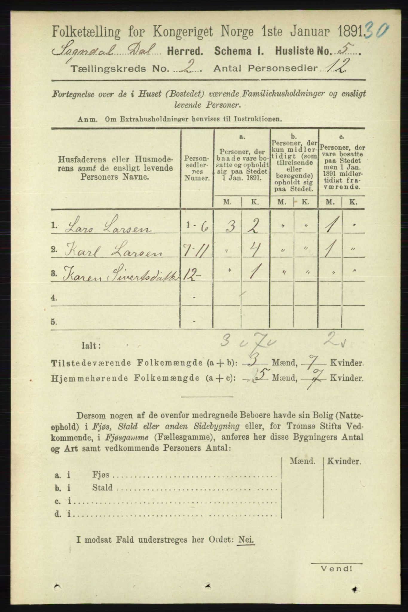 RA, Folketelling 1891 for 1111 Sokndal herred, 1891, s. 429