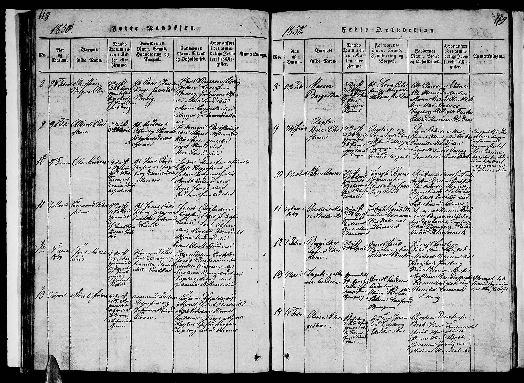 Ministerialprotokoller, klokkerbøker og fødselsregistre - Nordland, AV/SAT-A-1459/852/L0752: Klokkerbok nr. 852C03, 1840-1855, s. 118-119