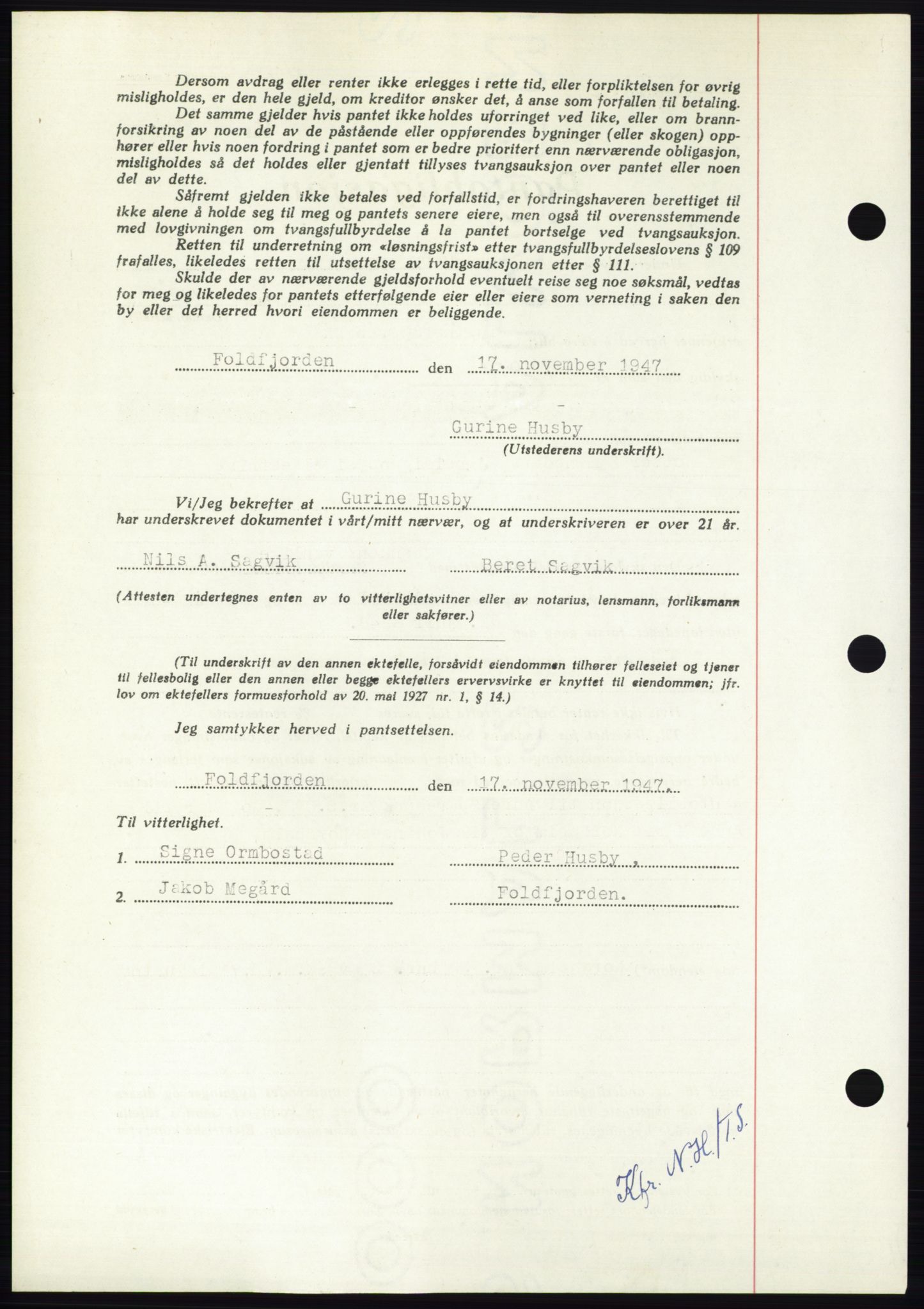 Nordmøre sorenskriveri, AV/SAT-A-4132/1/2/2Ca: Pantebok nr. B97, 1947-1948, Dagboknr: 2687/1947