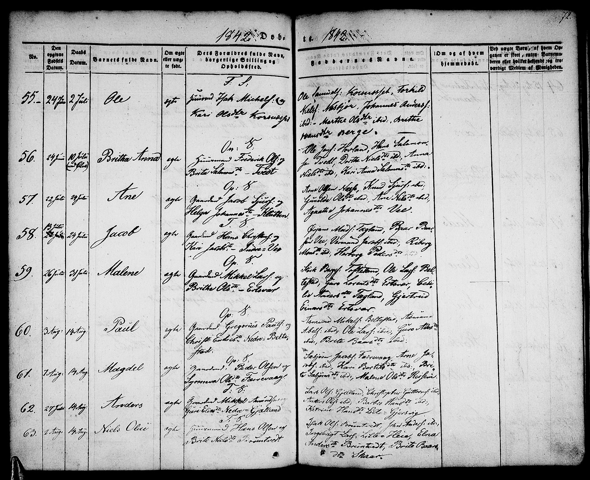 Tysnes sokneprestembete, AV/SAB-A-78601/H/Haa: Ministerialbok nr. A 9, 1837-1848, s. 72