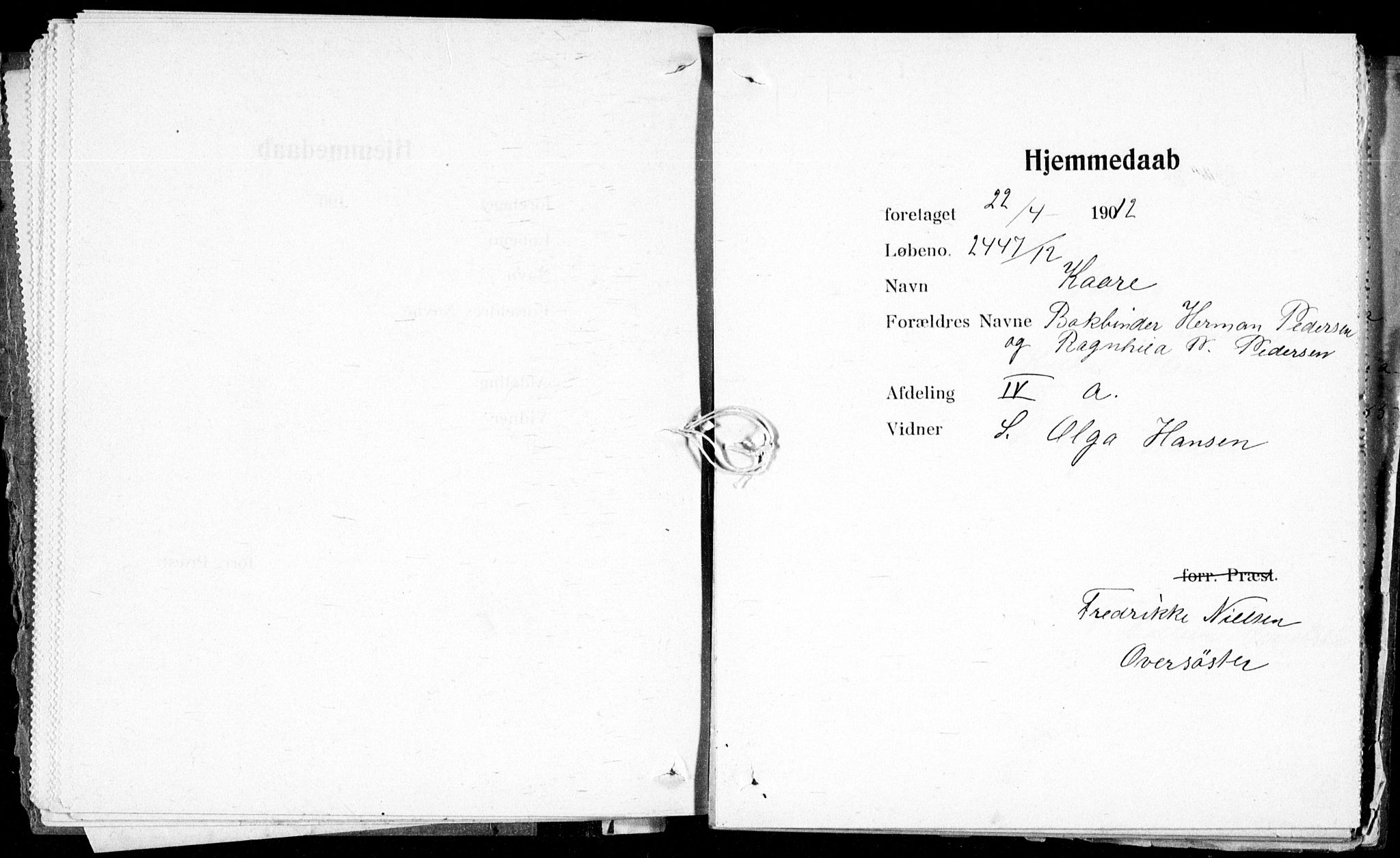 Ullevål sykehus prestekontor Kirkebøker, SAO/A-10542a/K/Ka/L0002: Dåpsbok nr. 2, 1907-1924