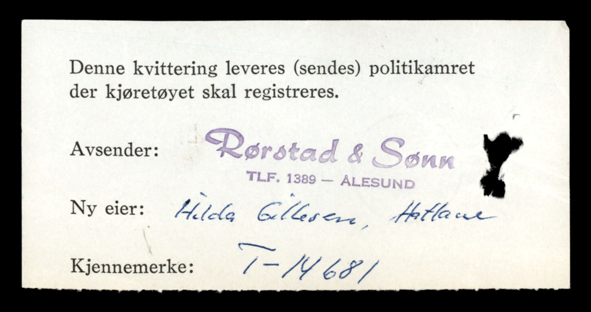 Møre og Romsdal vegkontor - Ålesund trafikkstasjon, AV/SAT-A-4099/F/Fe/L0047: Registreringskort for kjøretøy T 14580 - T 14720, 1927-1998, s. 2392