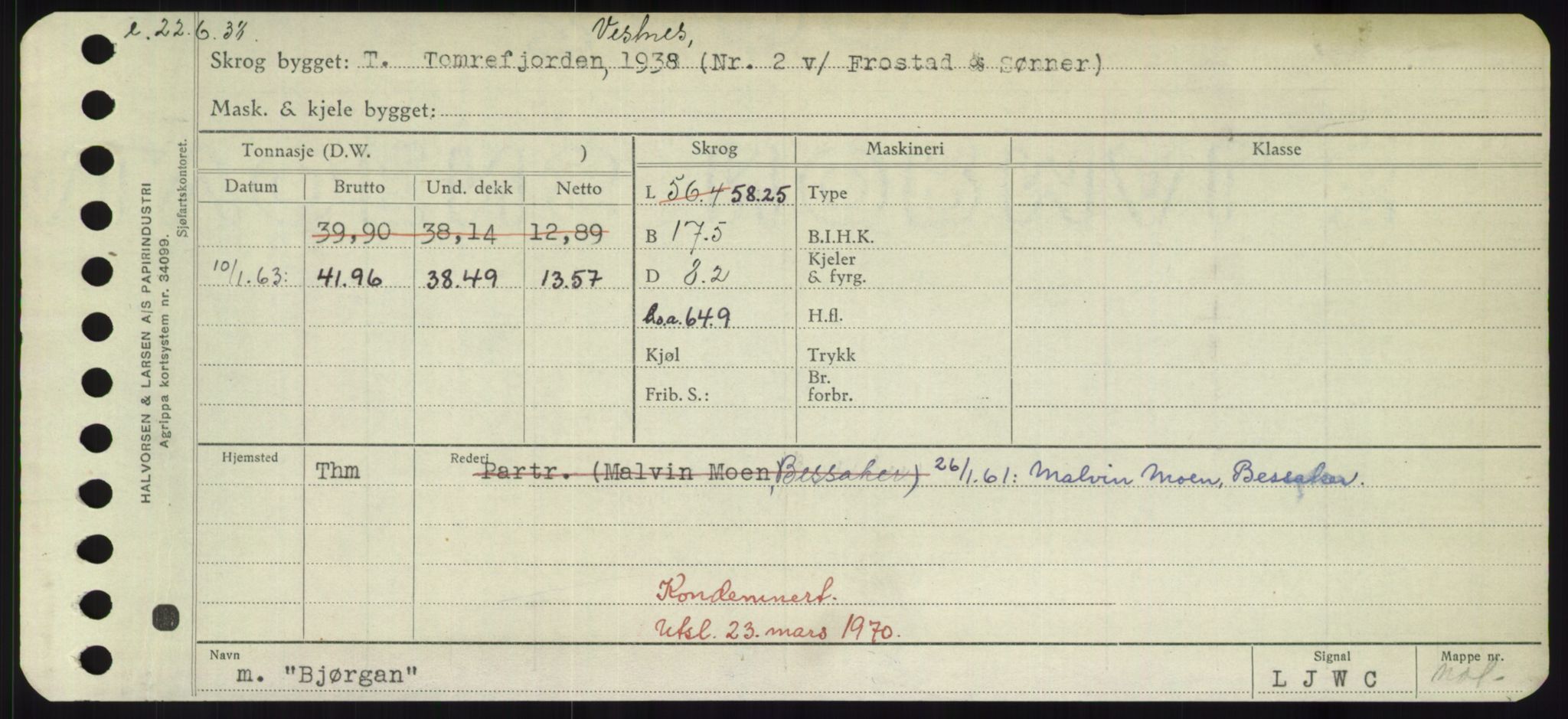 Sjøfartsdirektoratet med forløpere, Skipsmålingen, RA/S-1627/H/Hd/L0004: Fartøy, Bia-Boy, s. 165