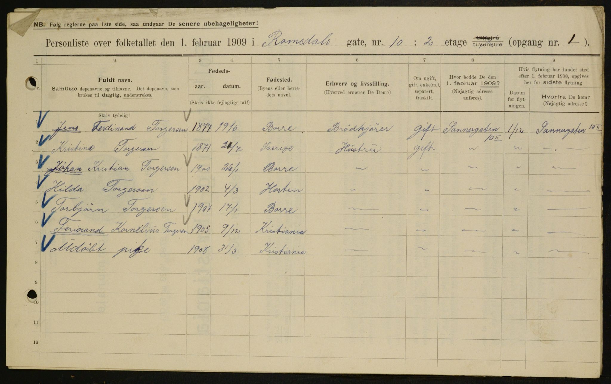 OBA, Kommunal folketelling 1.2.1909 for Kristiania kjøpstad, 1909, s. 75572