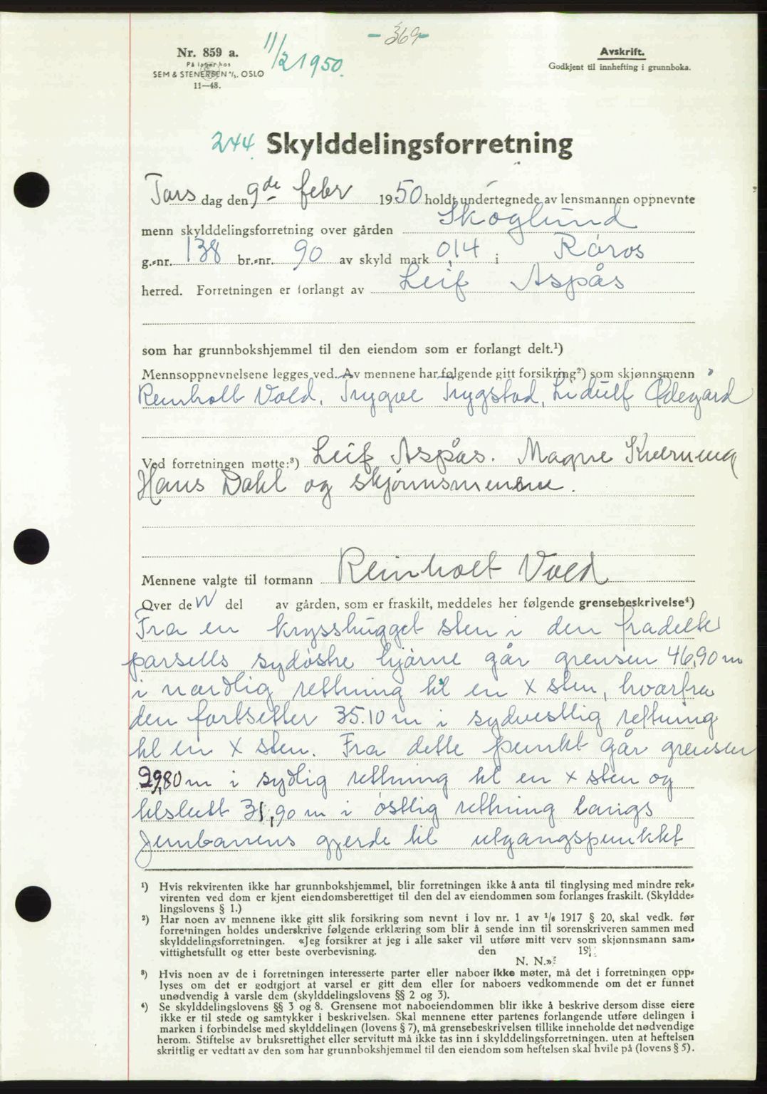 Gauldal sorenskriveri, SAT/A-0014/1/2/2C: Pantebok nr. A9, 1949-1950, Dagboknr: 244/1950