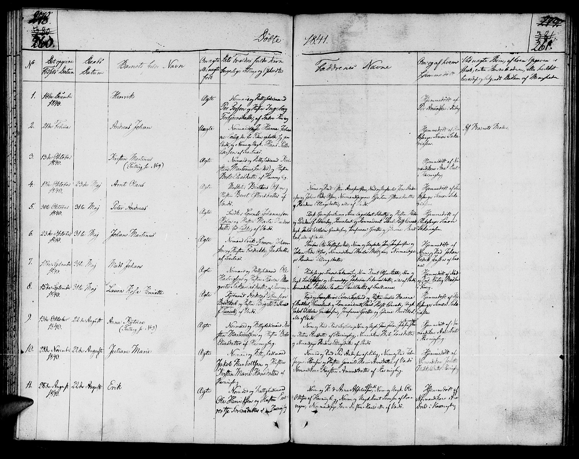 Vardø sokneprestkontor, AV/SATØ-S-1332/H/Ha/L0002kirke: Ministerialbok nr. 2, 1805-1842, s. 260-261