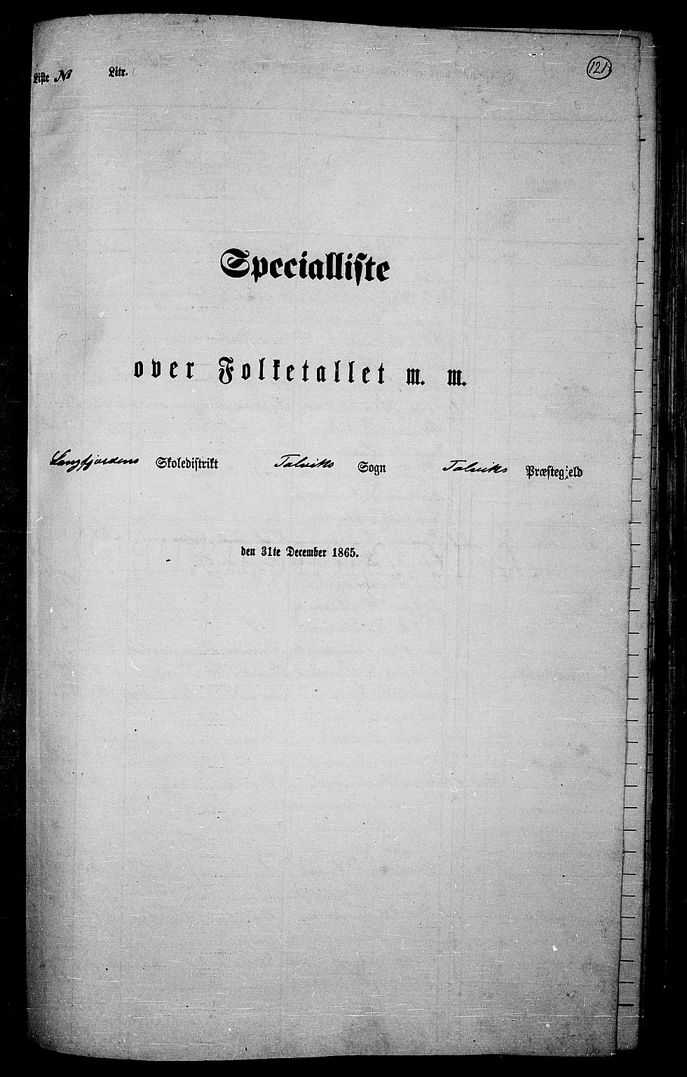 RA, Folketelling 1865 for 2013P Talvik prestegjeld, 1865, s. 42