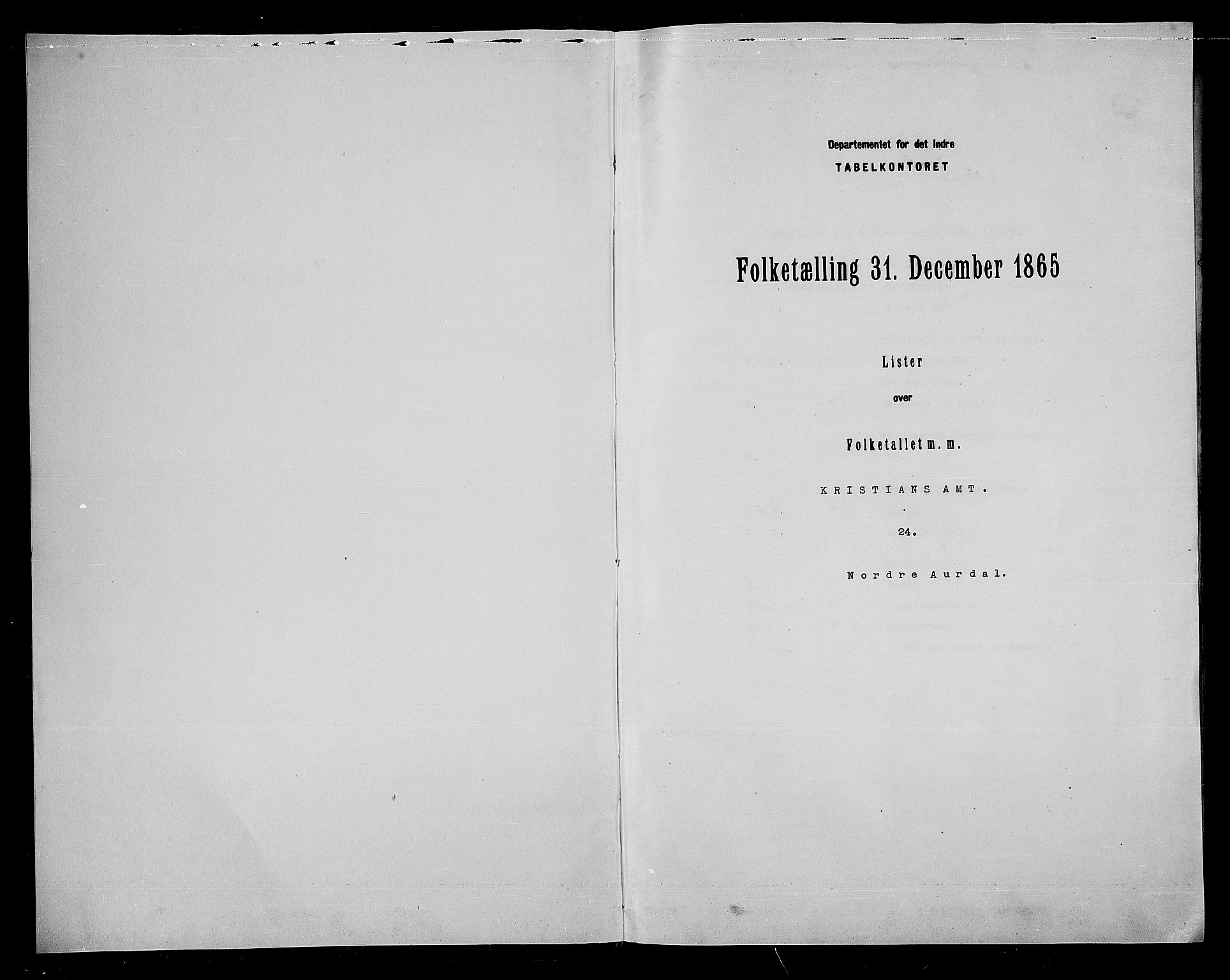 RA, Folketelling 1865 for 0542P Nord-Aurdal prestegjeld, 1865, s. 3