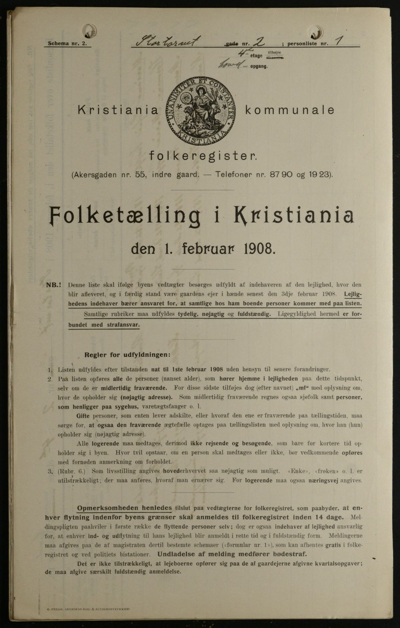 OBA, Kommunal folketelling 1.2.1908 for Kristiania kjøpstad, 1908, s. 93138