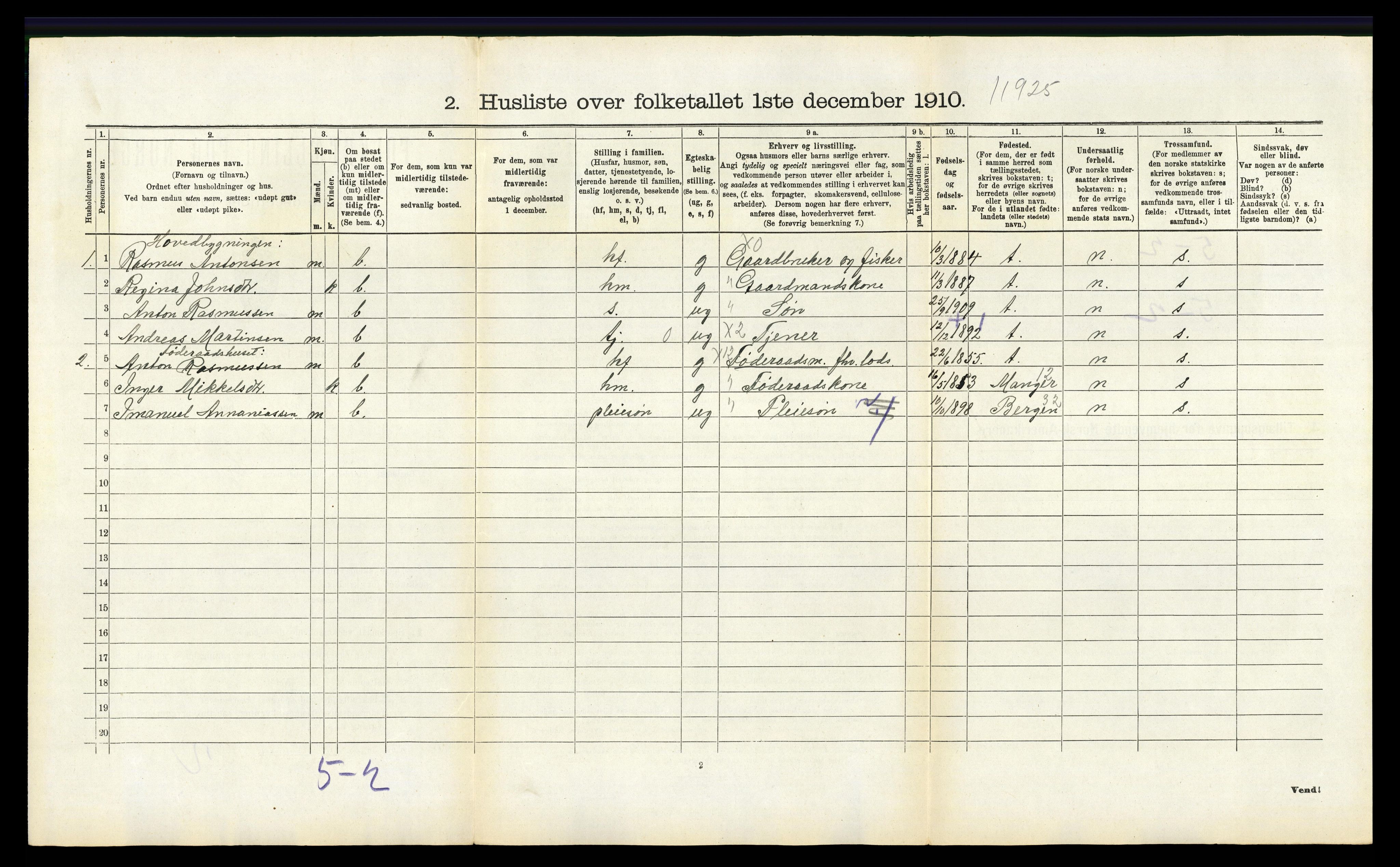 RA, Folketelling 1910 for 1259 Hjelme herred, 1910, s. 273