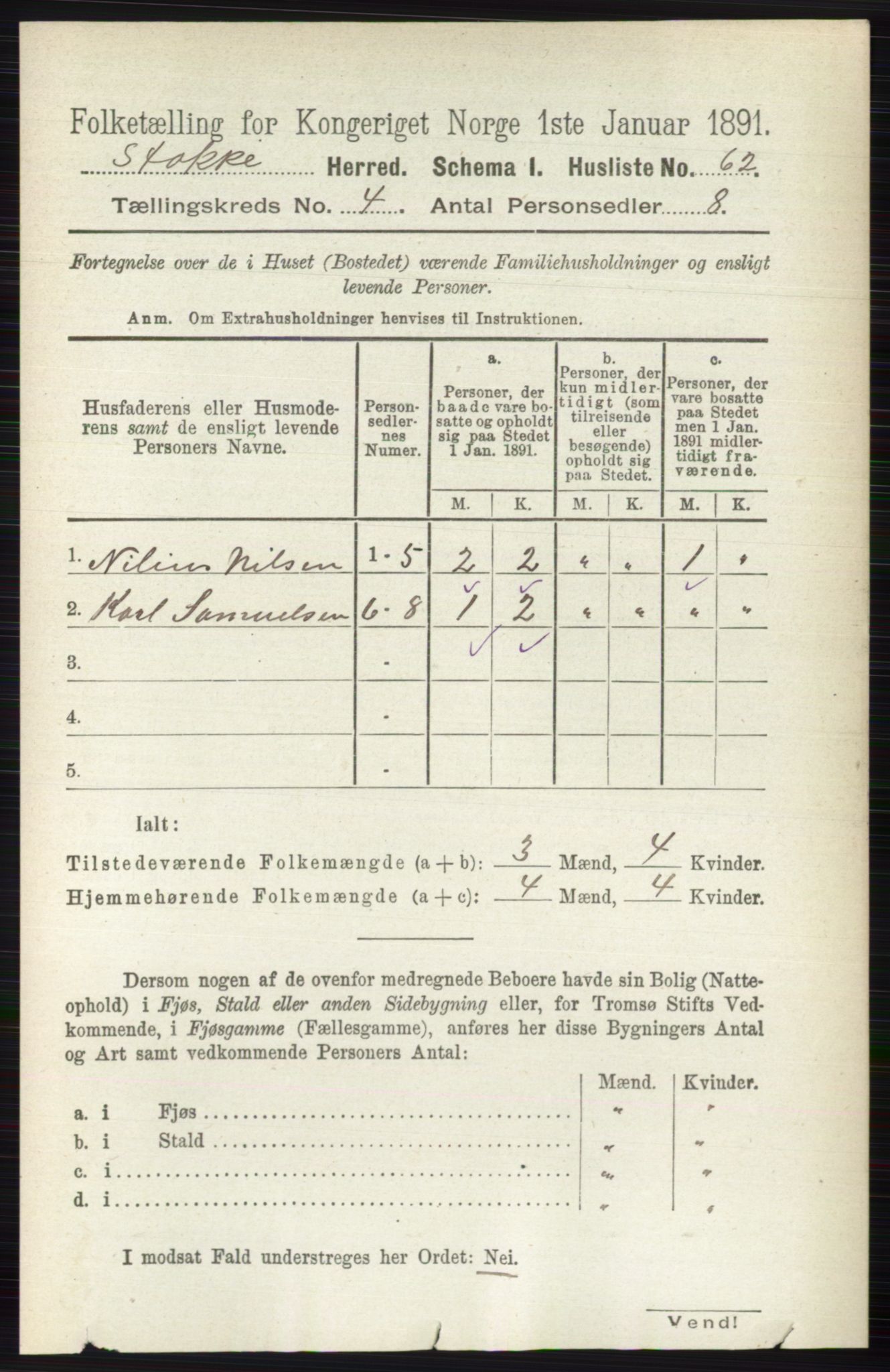 RA, Folketelling 1891 for 0720 Stokke herred, 1891, s. 2401