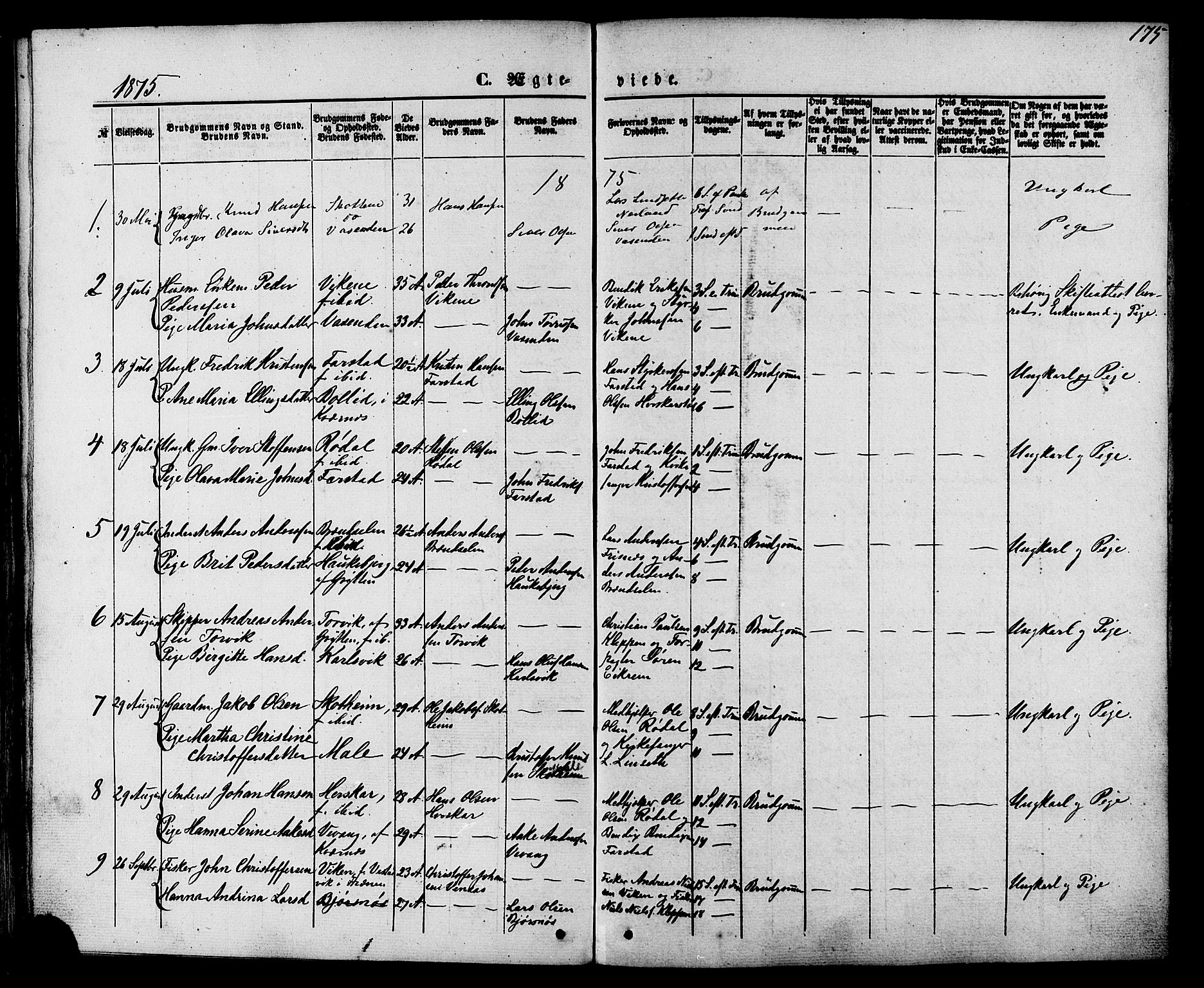 Ministerialprotokoller, klokkerbøker og fødselsregistre - Møre og Romsdal, AV/SAT-A-1454/566/L0768: Ministerialbok nr. 566A07, 1869-1881, s. 175