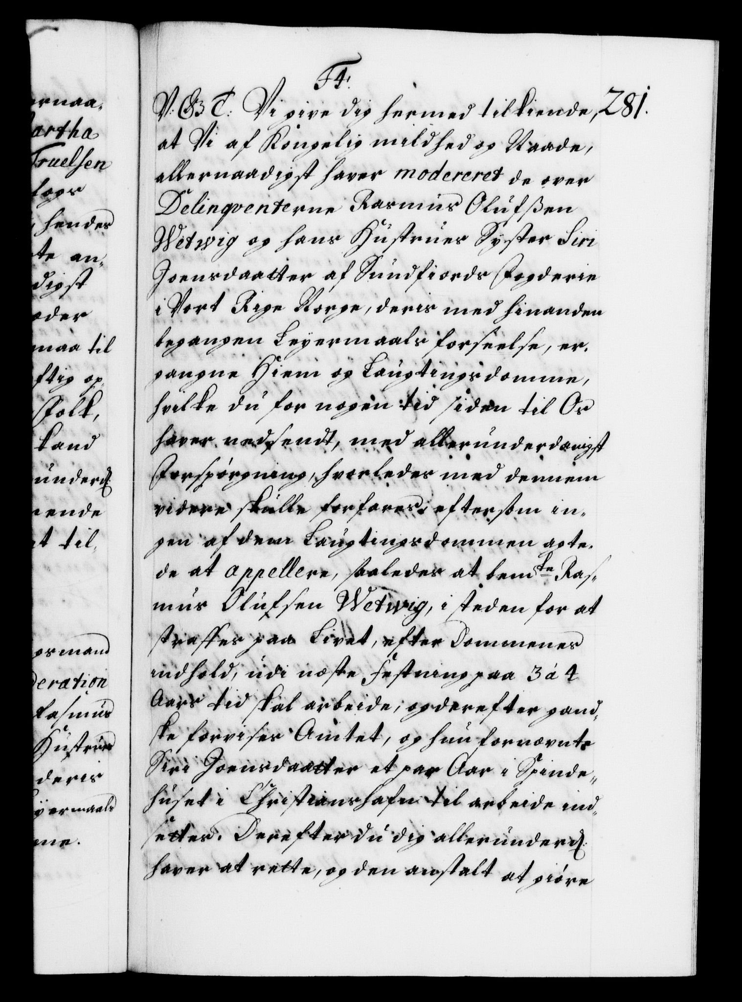 Danske Kanselli 1572-1799, AV/RA-EA-3023/F/Fc/Fca/Fcab/L0020: Norske tegnelser, 1715-1718, s. 281a