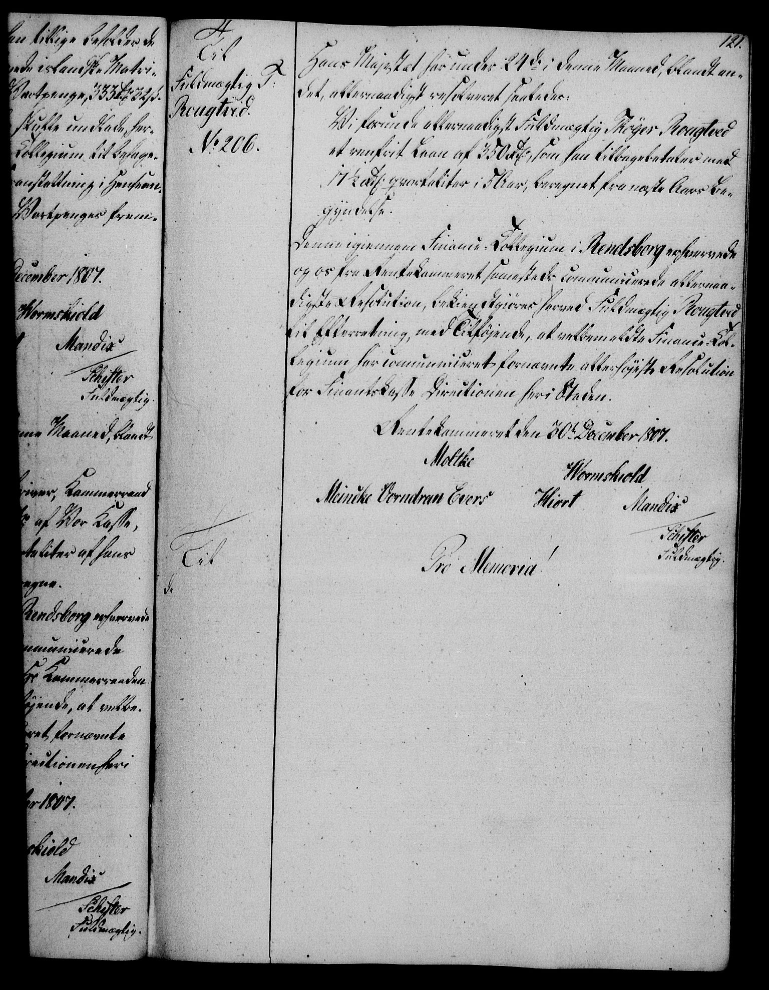 Rentekammeret, Kammerkanselliet, RA/EA-3111/G/Gg/Gga/L0019: Norsk ekspedisjonsprotokoll med register (merket RK 53.19), 1807-1810, s. 121