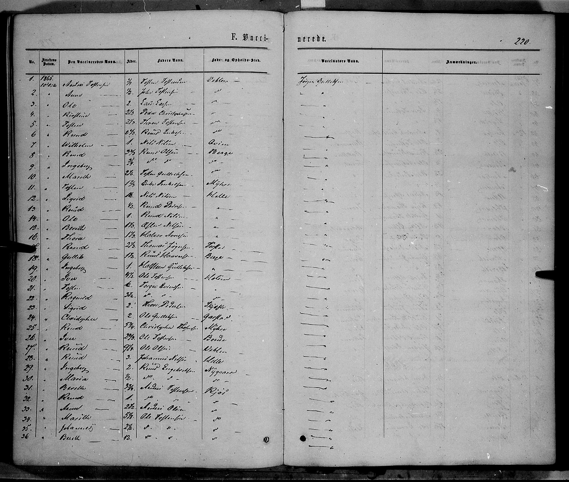 Vang prestekontor, Valdres, SAH/PREST-140/H/Ha/L0007: Ministerialbok nr. 7, 1865-1881, s. 220