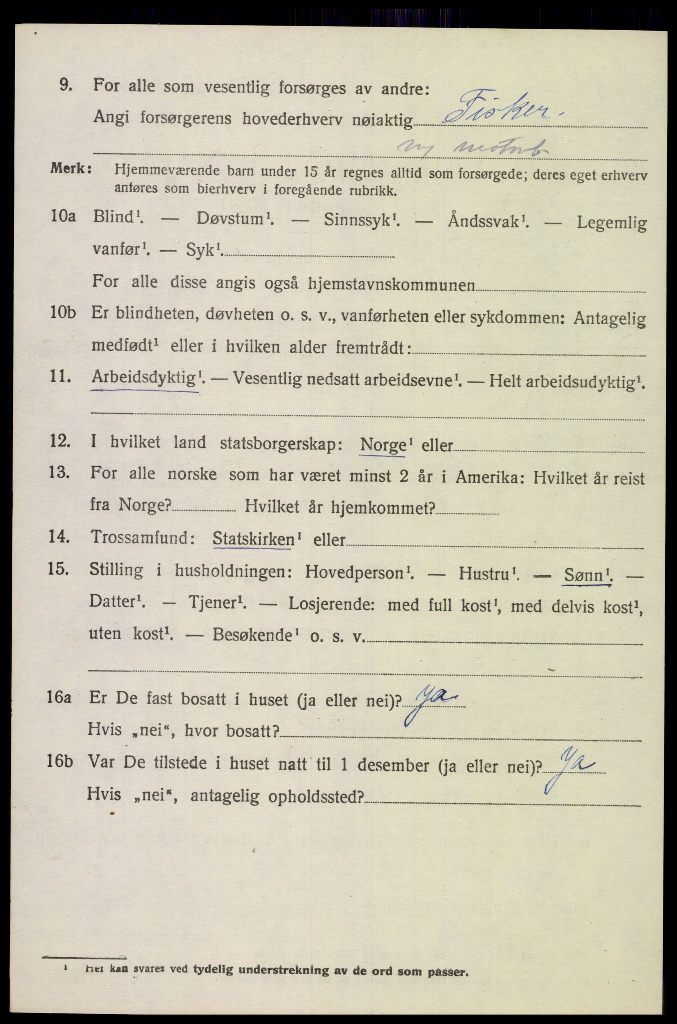SAK, Folketelling 1920 for 1018 Søgne herred, 1920, s. 1506
