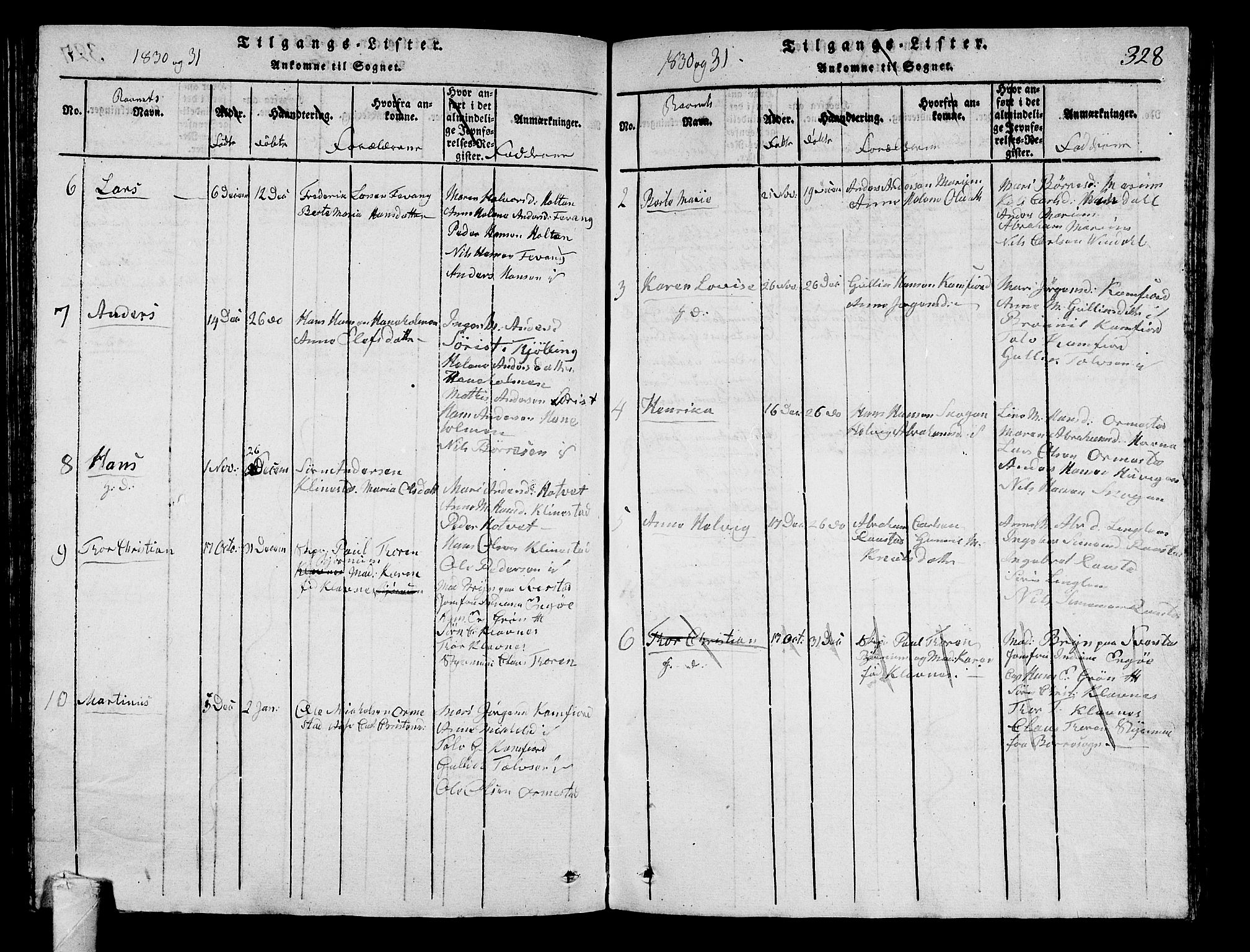 Sandar kirkebøker, AV/SAKO-A-243/G/Ga/L0001: Klokkerbok nr. 1, 1814-1835, s. 328