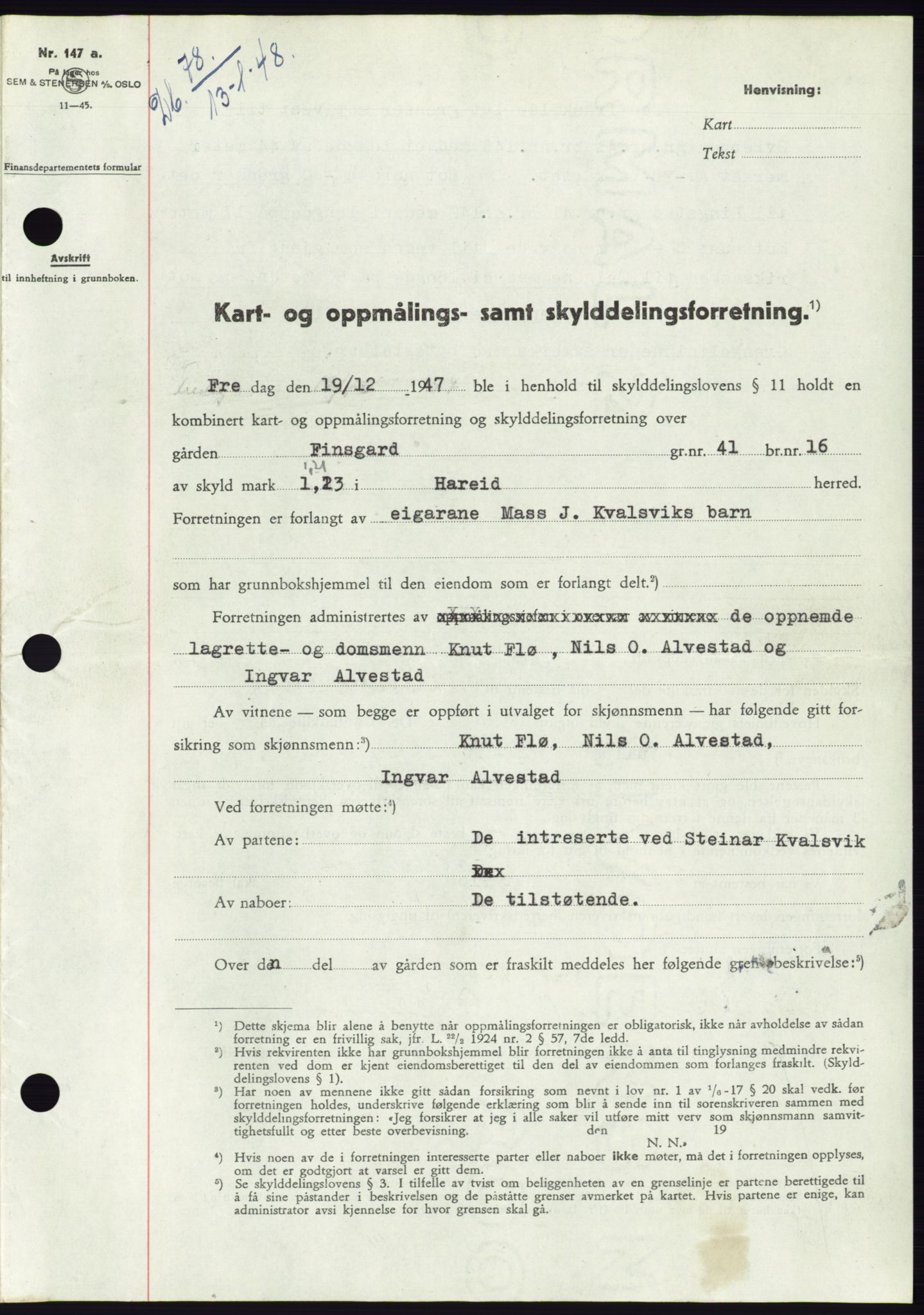 Søre Sunnmøre sorenskriveri, SAT/A-4122/1/2/2C/L0081: Pantebok nr. 7A, 1947-1948, Dagboknr: 78/1948