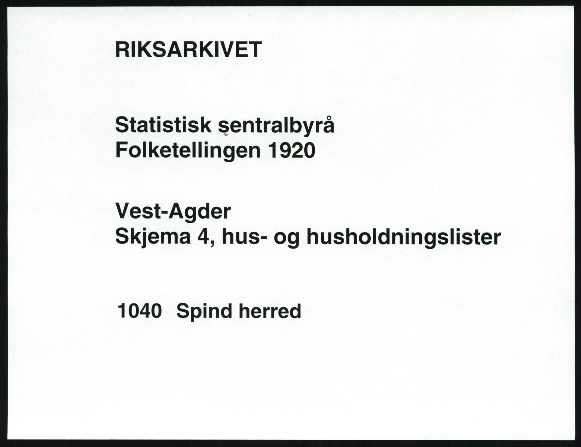 SAK, Folketelling 1920 for 1040 Spind herred, 1920, s. 19