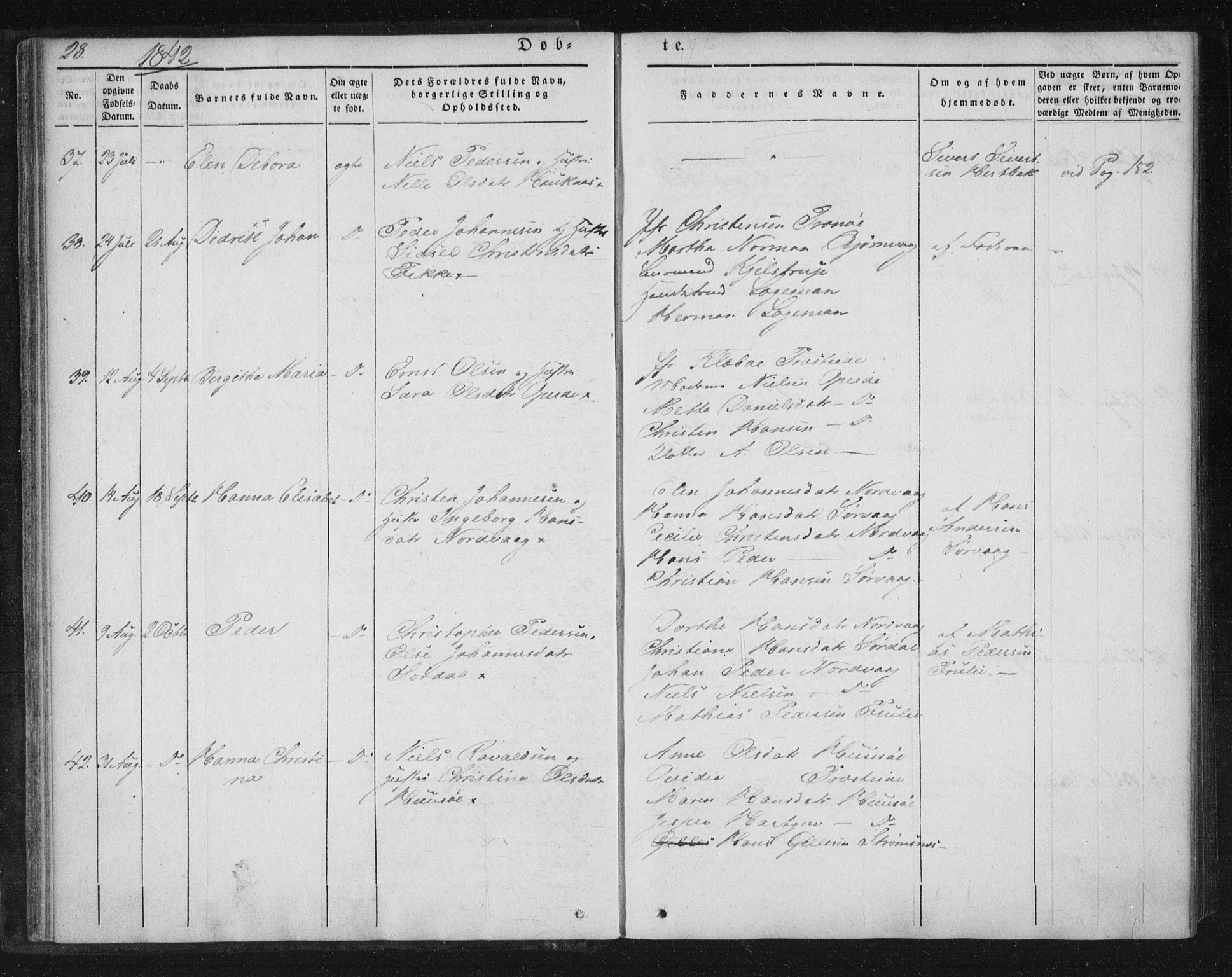 Ministerialprotokoller, klokkerbøker og fødselsregistre - Nordland, AV/SAT-A-1459/859/L0843: Ministerialbok nr. 859A03, 1840-1848, s. 28