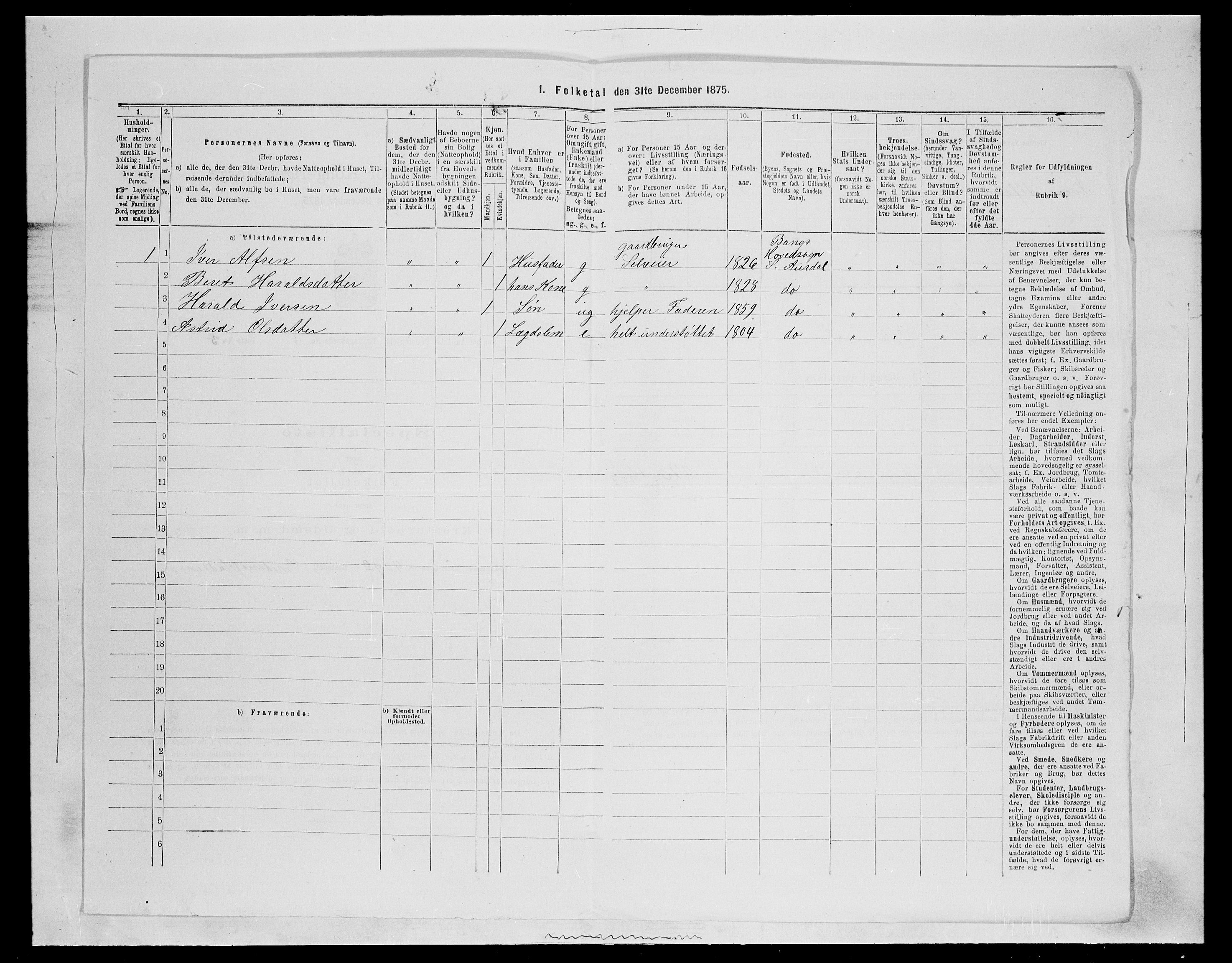 SAH, Folketelling 1875 for 0540P Sør-Aurdal prestegjeld, 1875, s. 531