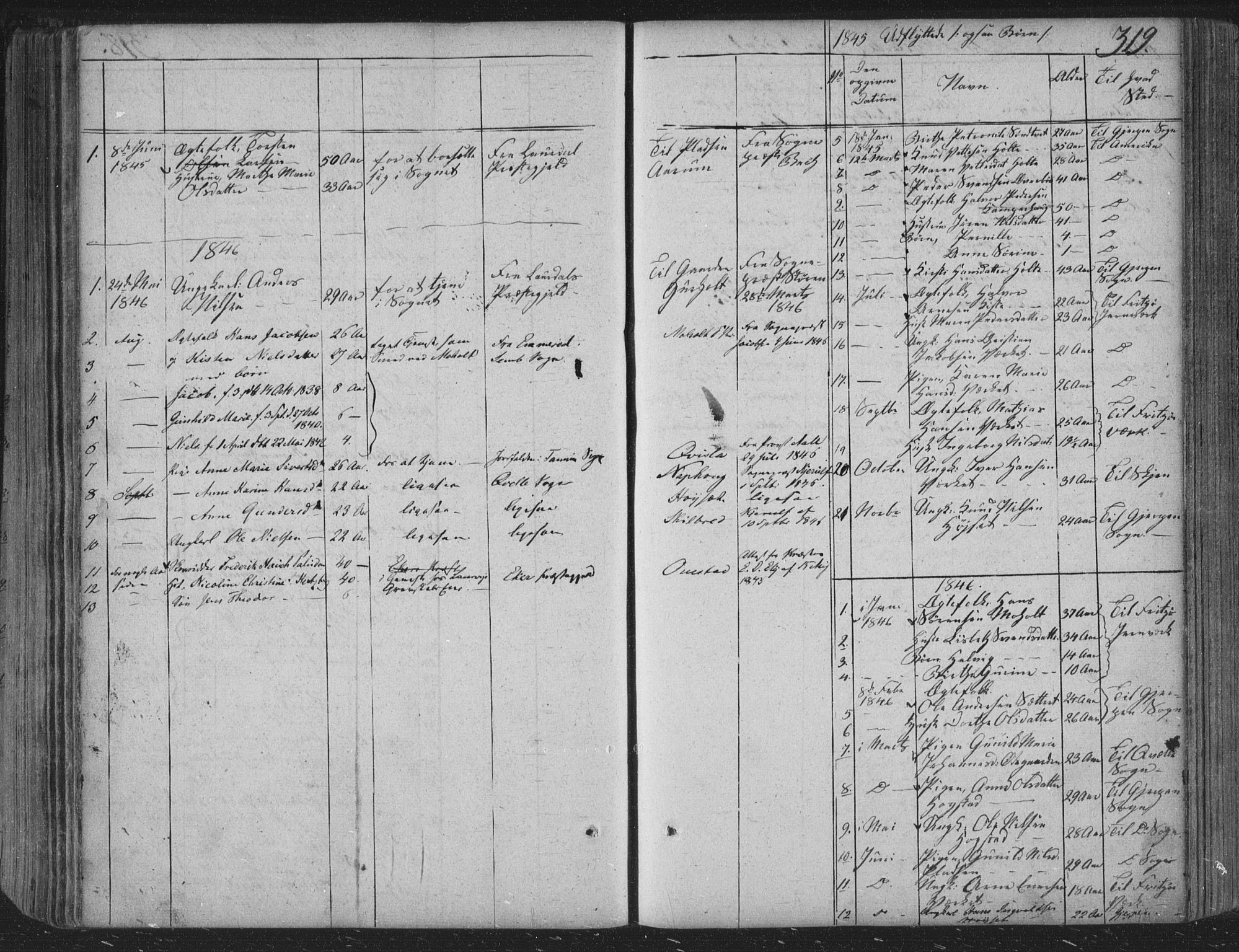 Siljan kirkebøker, AV/SAKO-A-300/F/Fa/L0001: Ministerialbok nr. 1, 1831-1870, s. 319