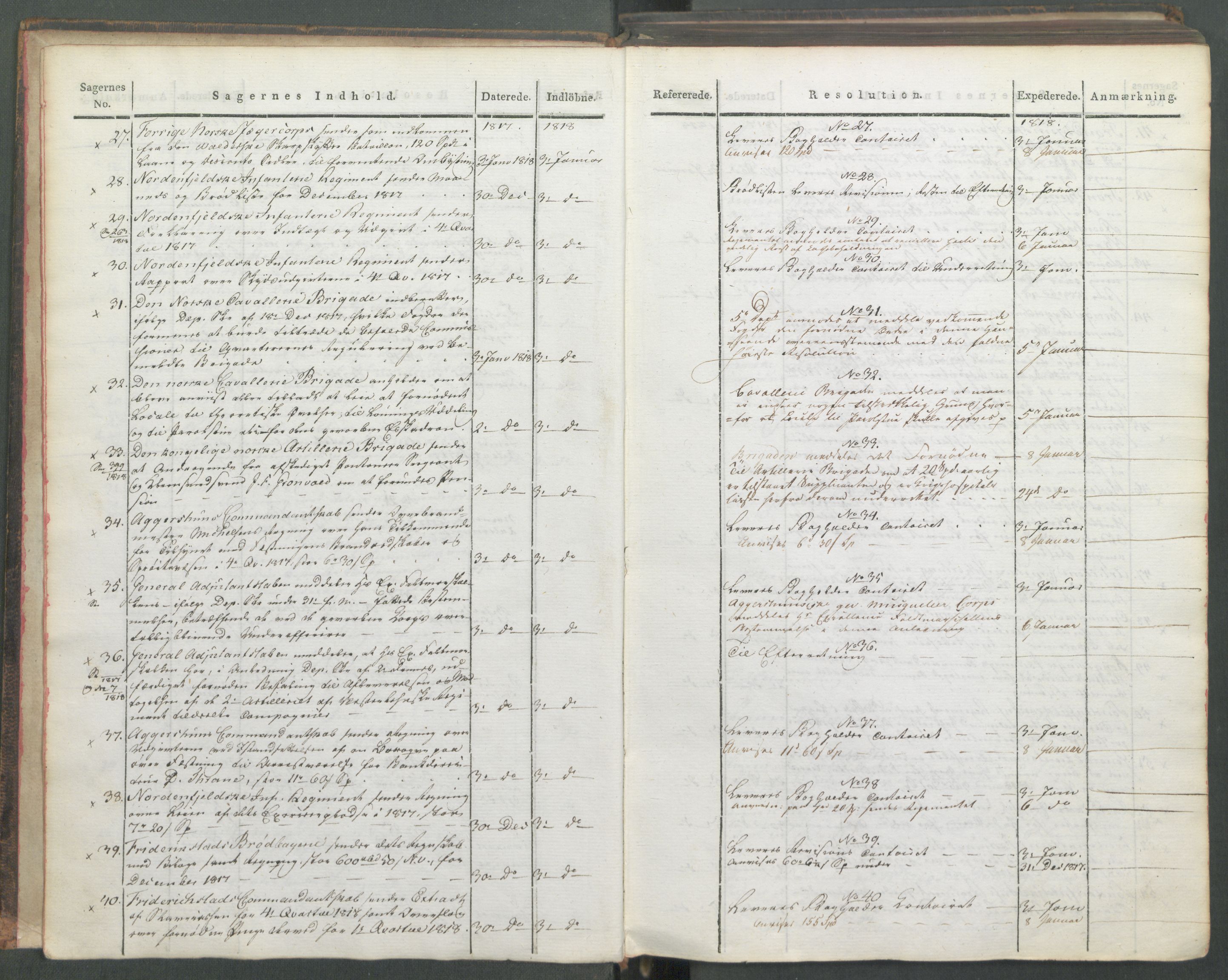 Armédepartementet, AV/RA-RAFA-3493/C/Ca/L0015: 6. Departements Journal, 1818