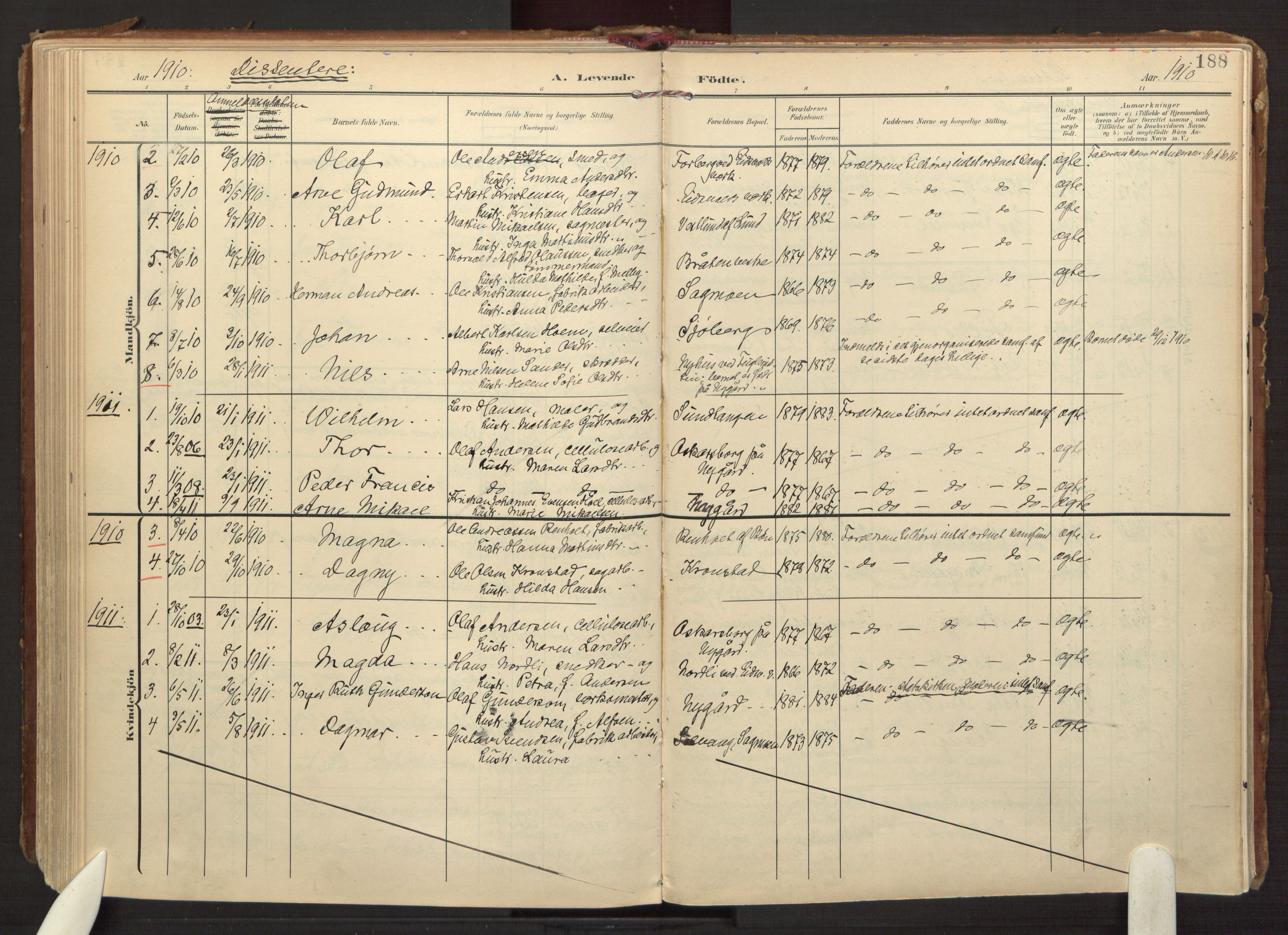 Eidsvoll prestekontor Kirkebøker, AV/SAO-A-10888/F/Fa/L0008: Ministerialbok nr. I 8, 1908-1920, s. 188