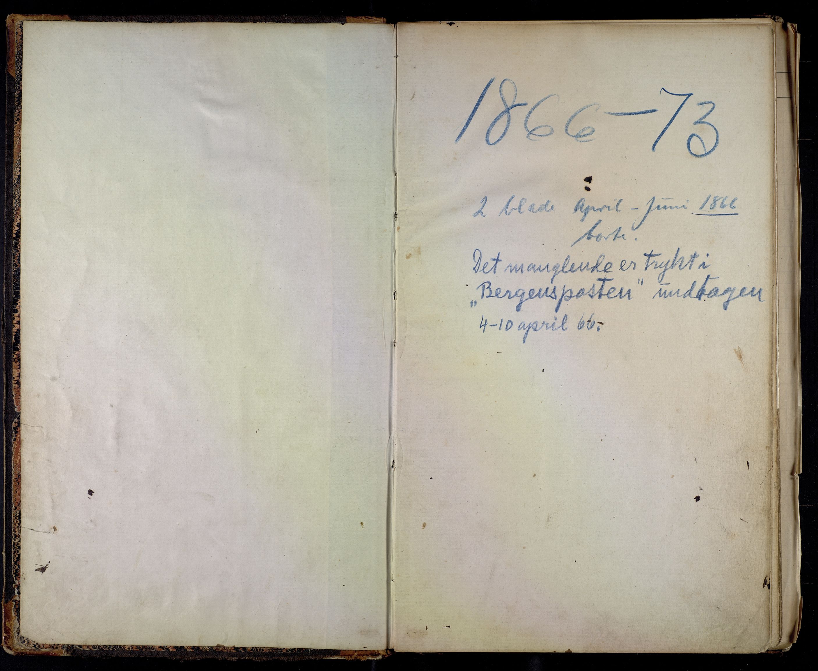 Lepraarkiver - Lungegaardshospitalet, AV/SAB-A-60501/E/Ea/L0002: Observasjoner, 1866-1873