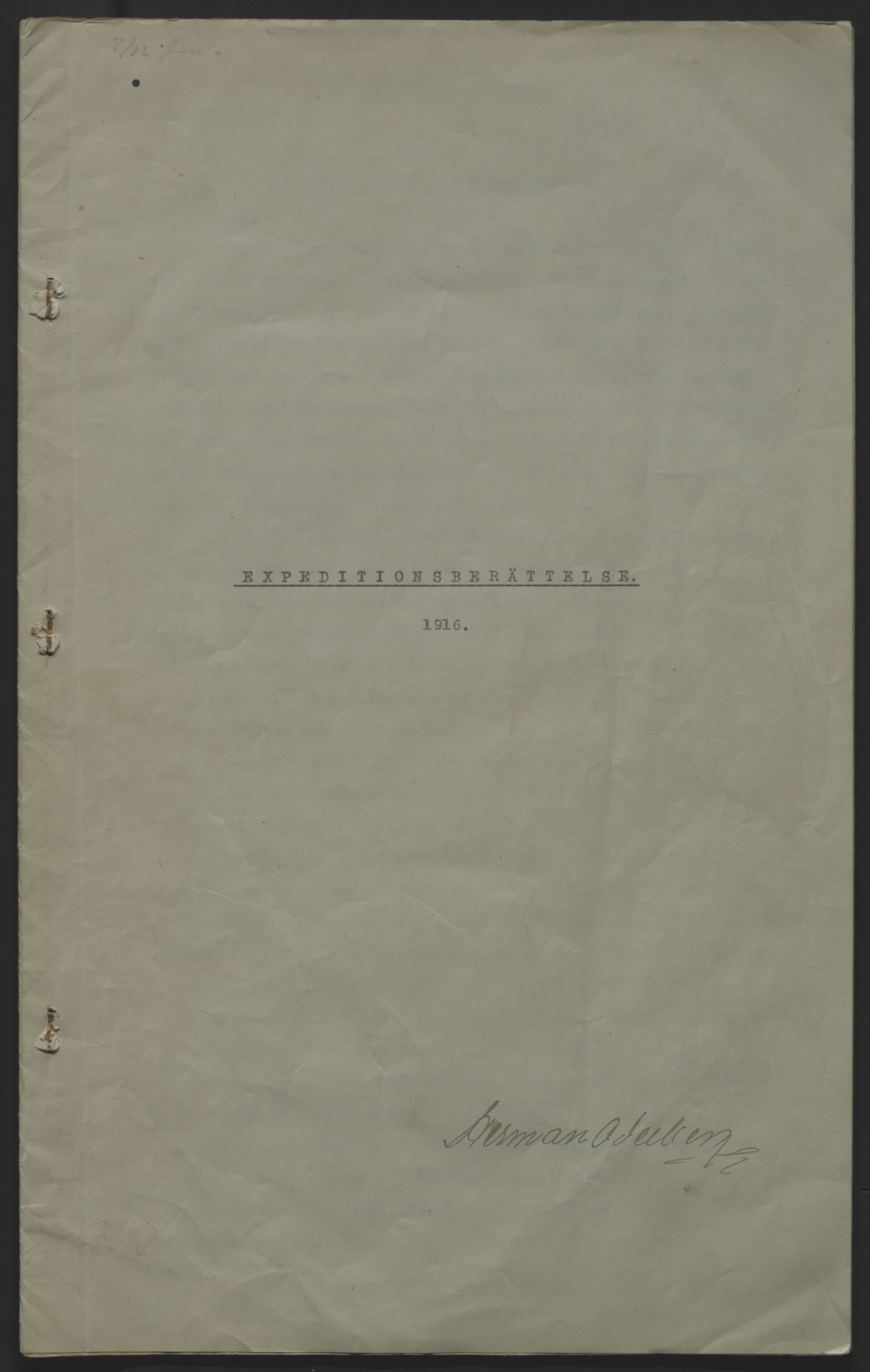 Store Norske Spitsbergen Kulkompani A/S, AV/SATØ-P-0073/01/X15/L0449/0009: Ekspedisjoner / Ekspedisjoner - Ekspedisjon, 1916, s. 1
