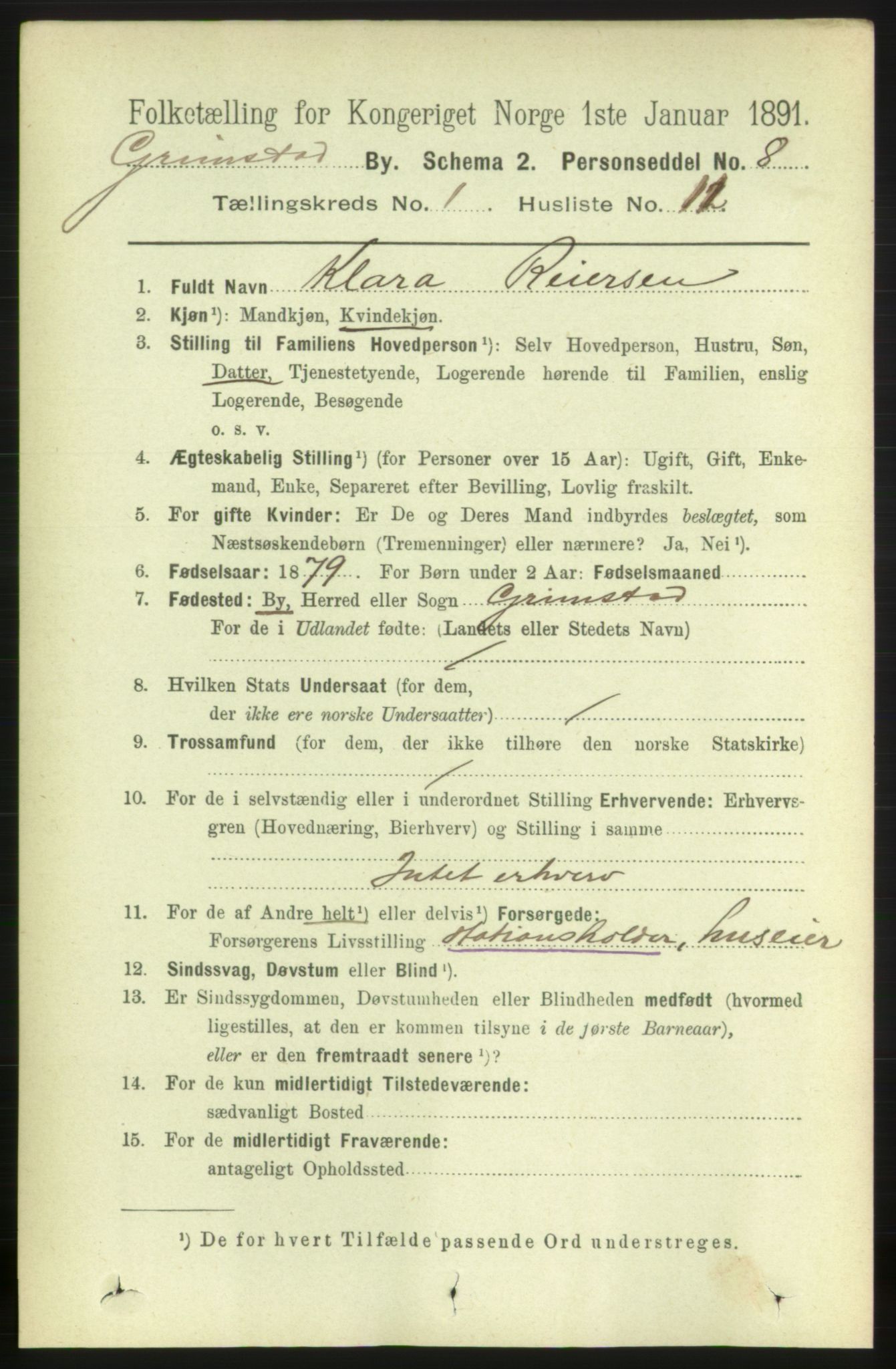 RA, Folketelling 1891 for 0904 Grimstad kjøpstad, 1891, s. 951