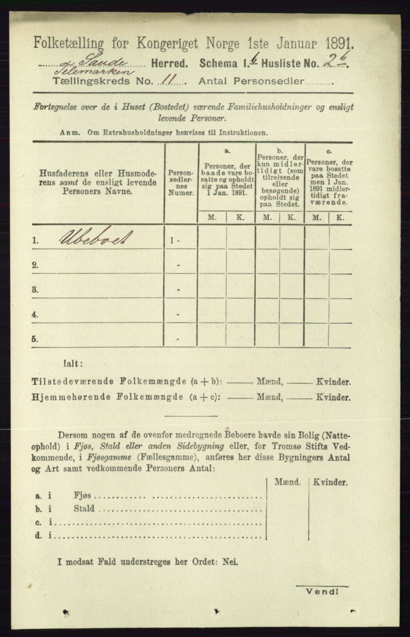 RA, Folketelling 1891 for 0822 Sauherad herred, 1891, s. 3343